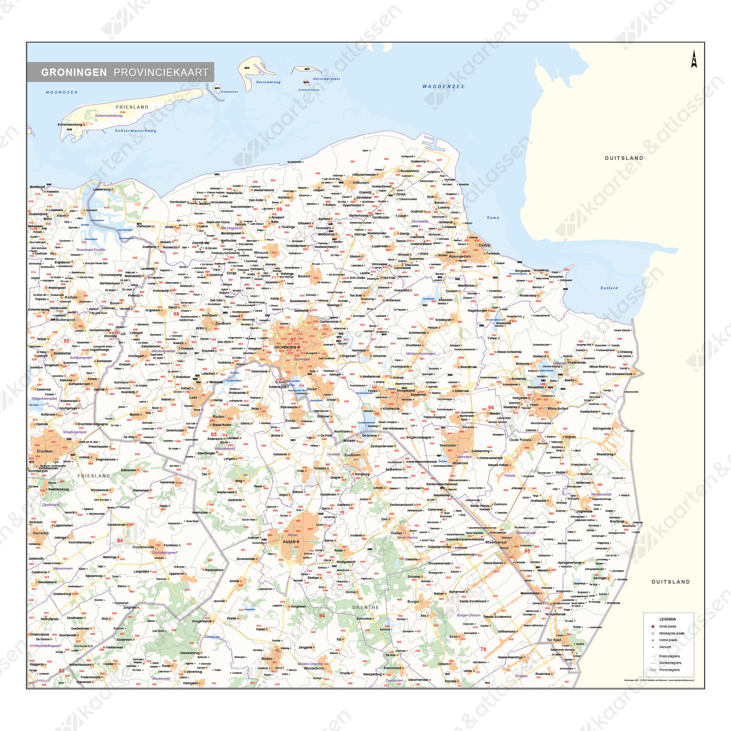 Postcode-/Gemeentekaart Groningen