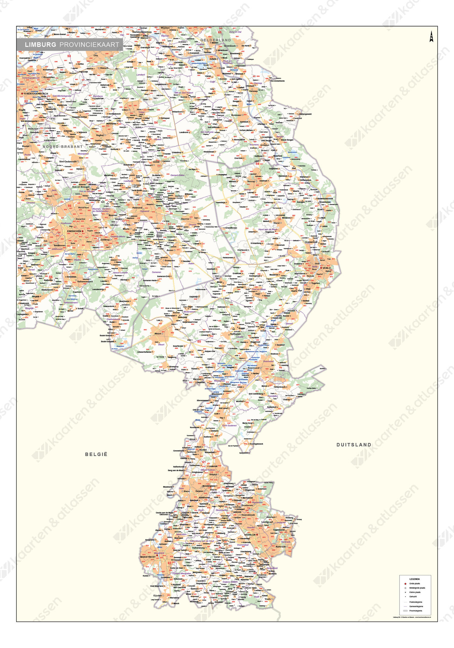 Postcode-/Gemeentekaart Limburg