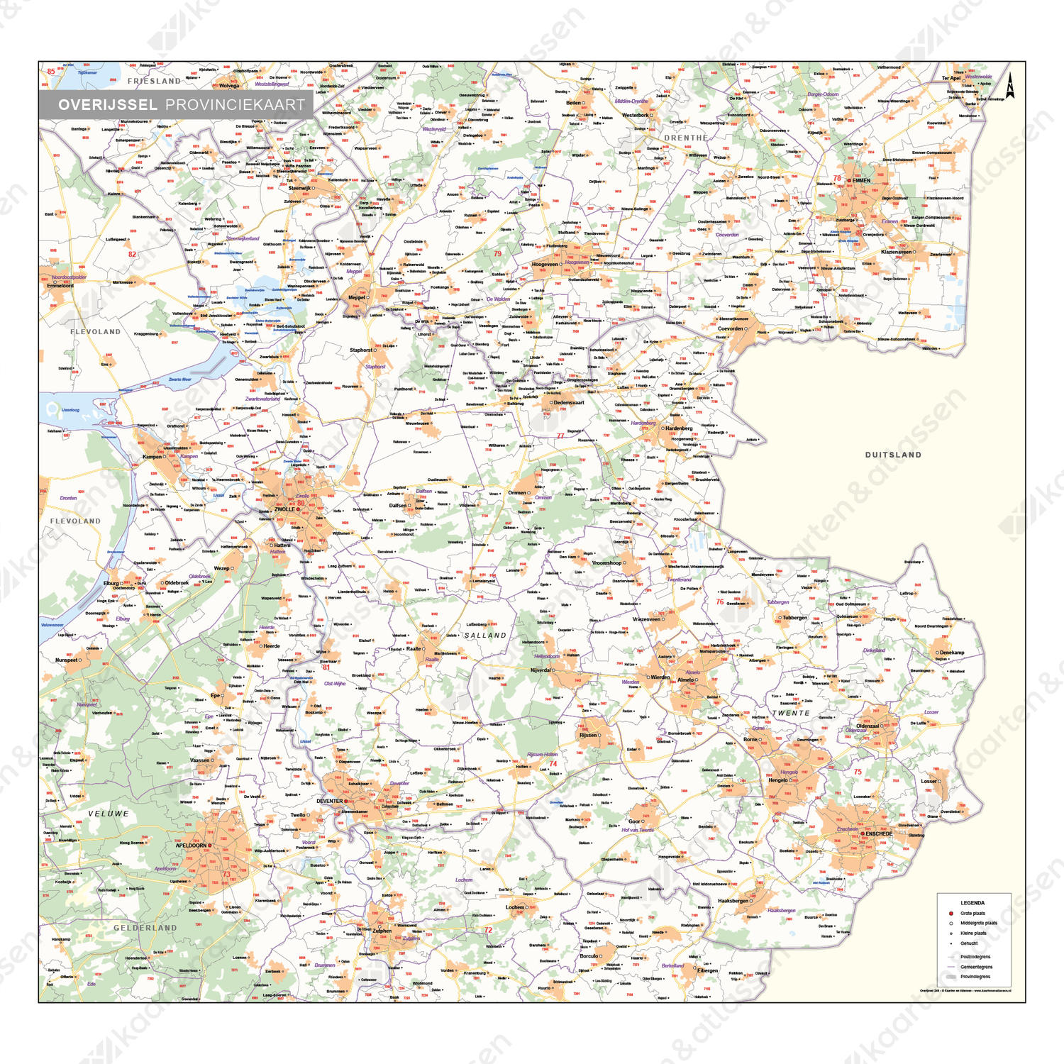 Postcode-/Gemeentekaart Overijssel