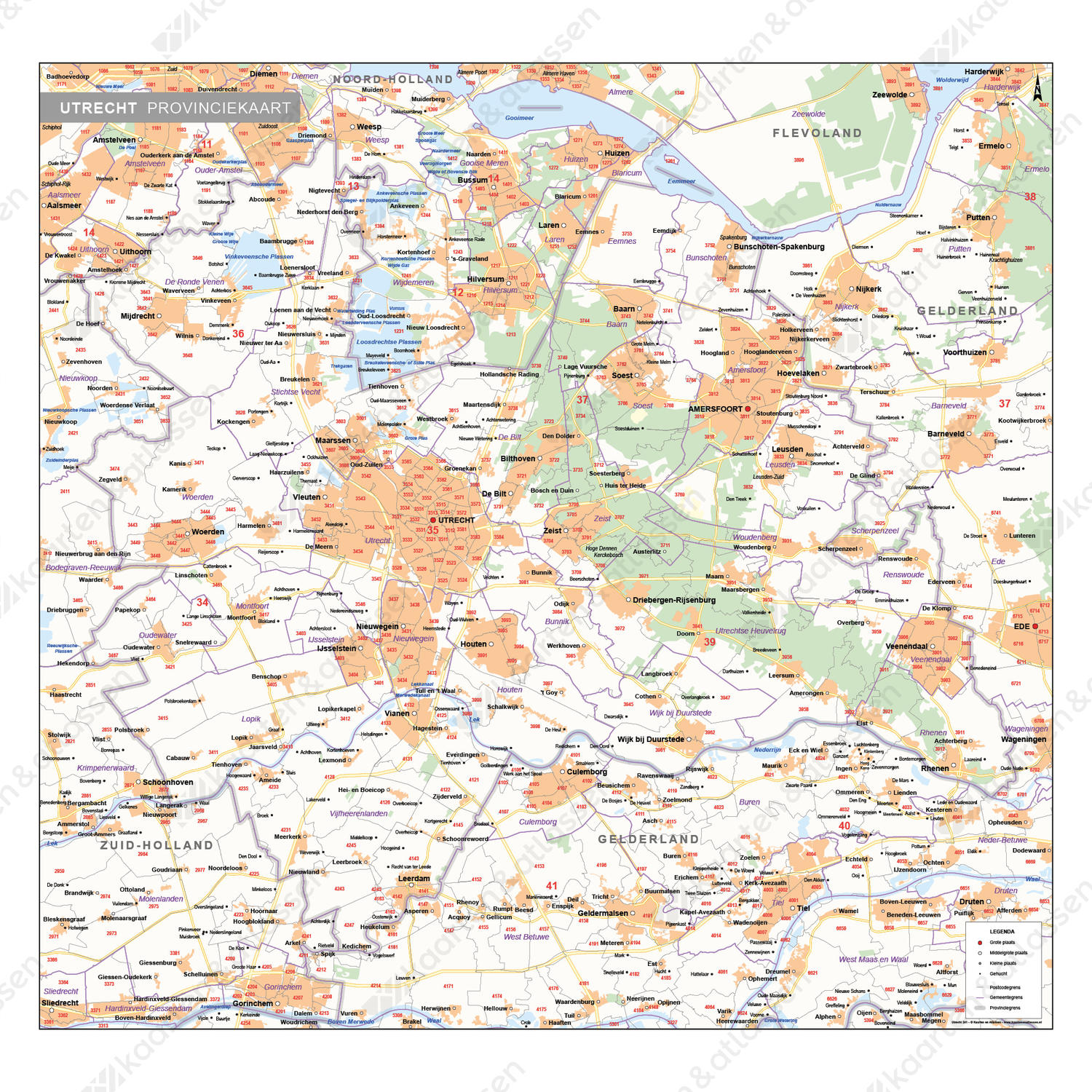 Postcode-/Gemeentekaart Utrecht