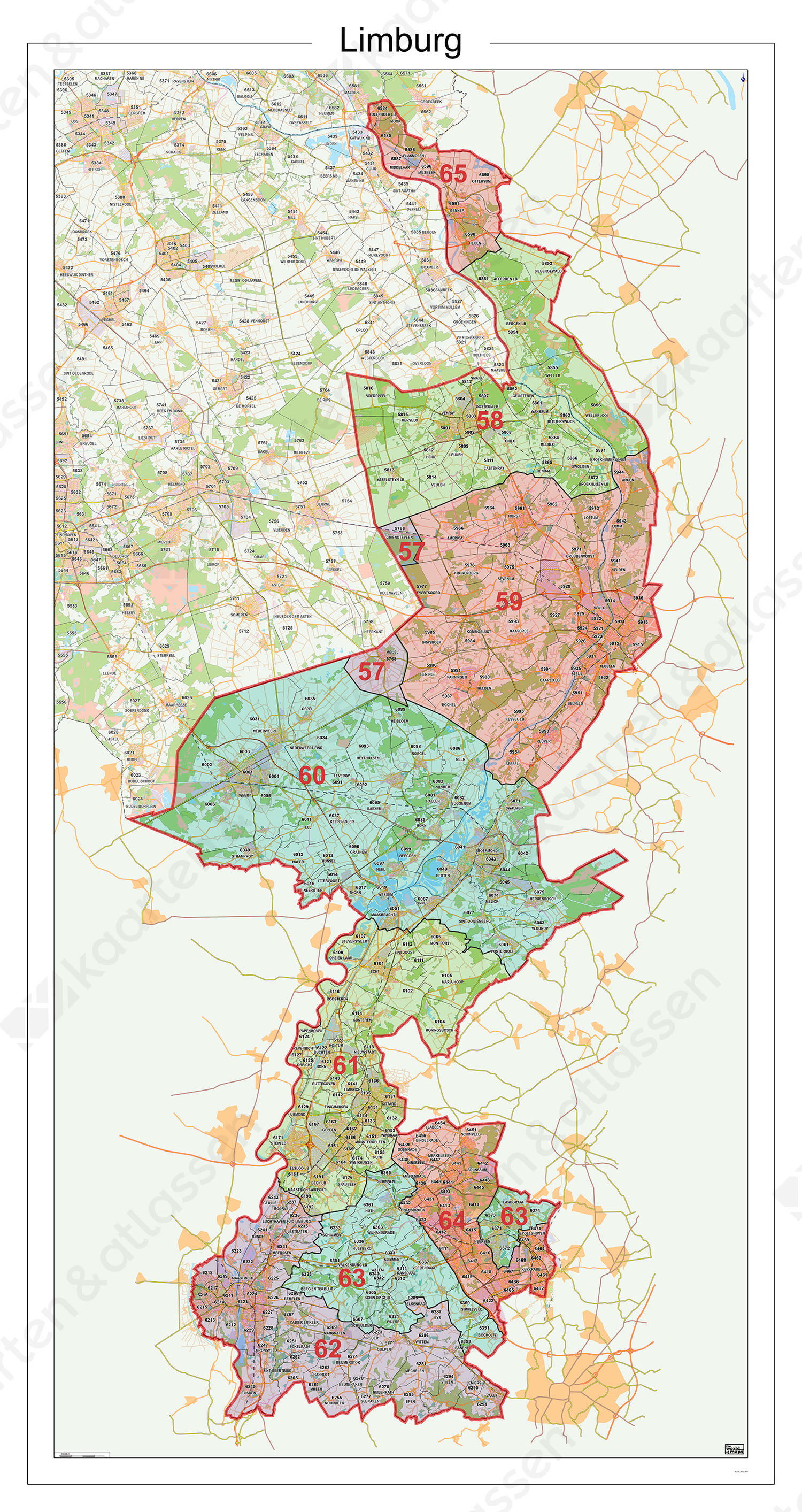 Postcodekaart Provincie Limburg Digitale Postcodekaart Provincie Limburg