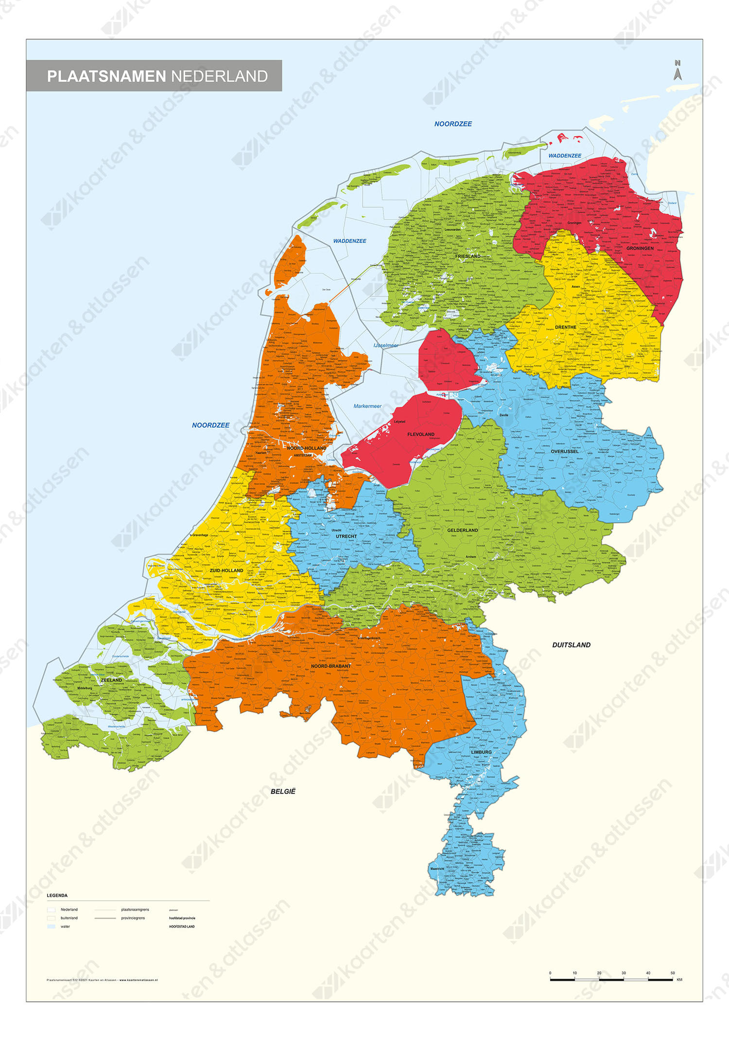 Complete plaatsnamenkaart van Nederland