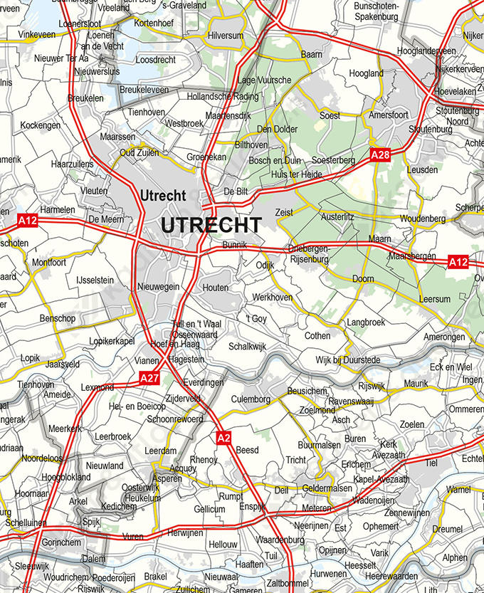Plaatsnamenkaart  Nederland met wegen