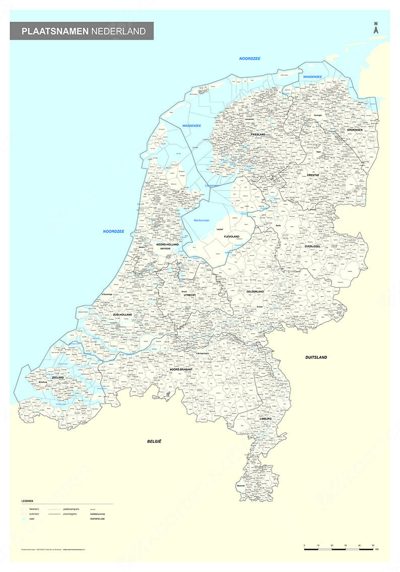 zien Huidige Overleven Plaatsnamenkaart Nederland 532 | Kaarten en Atlassen.nl