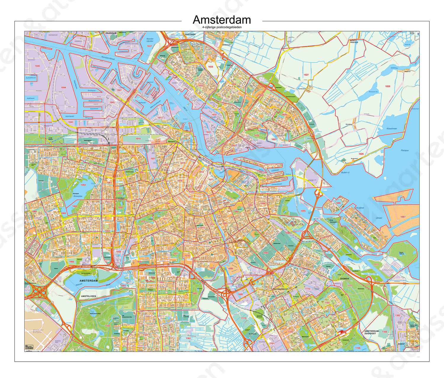 Postcodekaart Amsterdam 