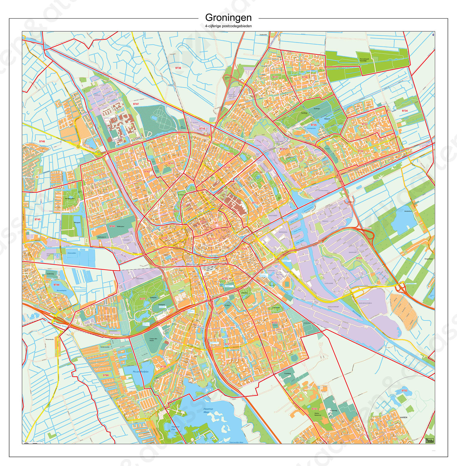 Postcodekaart Groningen