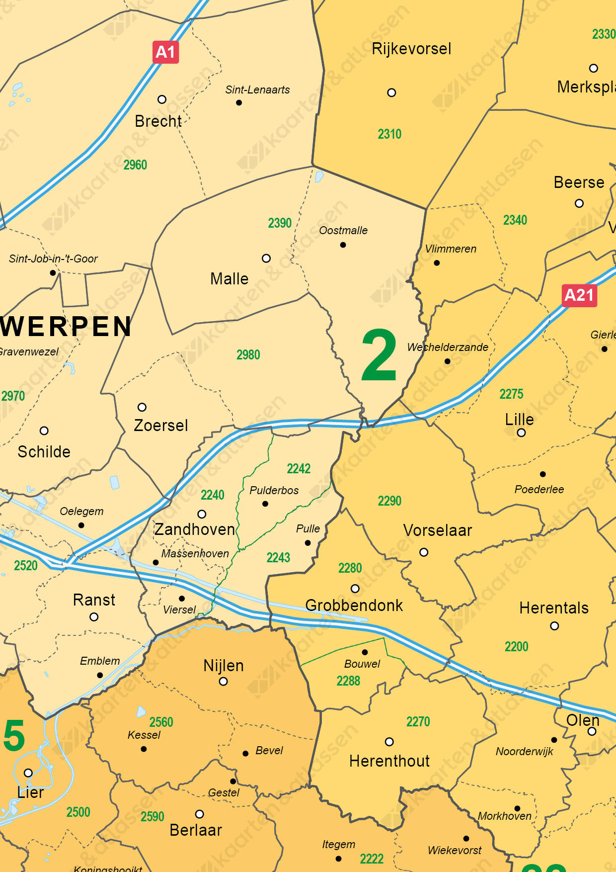 postcode/gemeente kaart Antwerpen