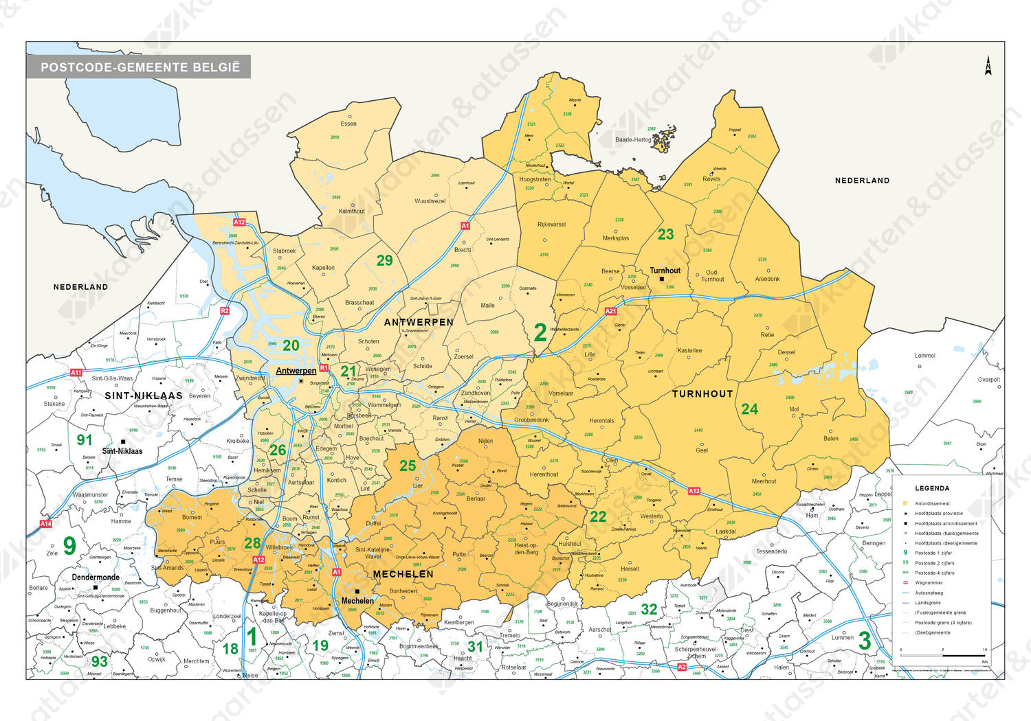 postcode/gemeente kaart Antwerpen