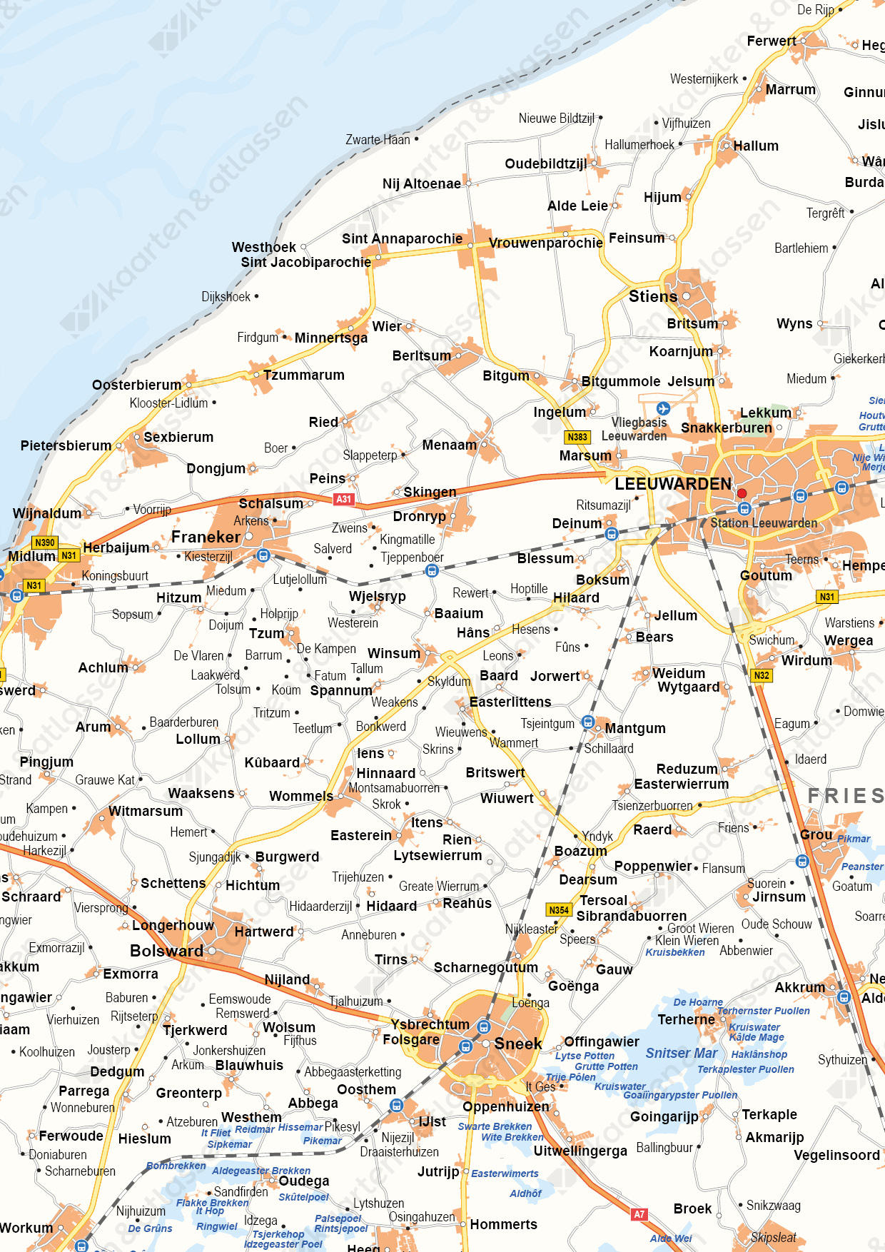 Friesland Provinciekaart Staatkundig