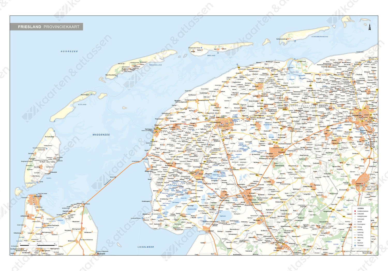 Friesland Provinciekaart Staatkundig