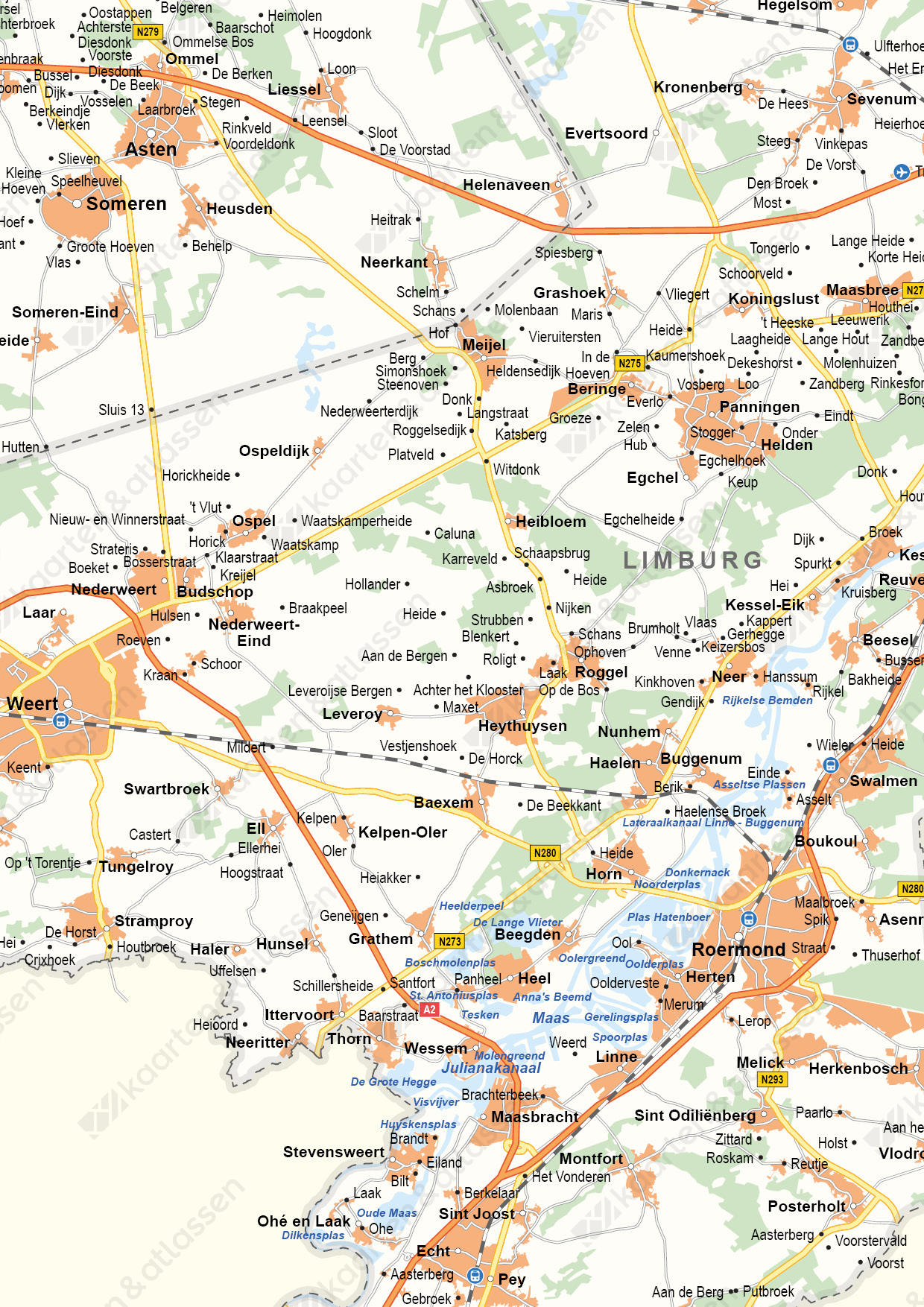 Limburg Digitale Provinciekaart Staatkundig