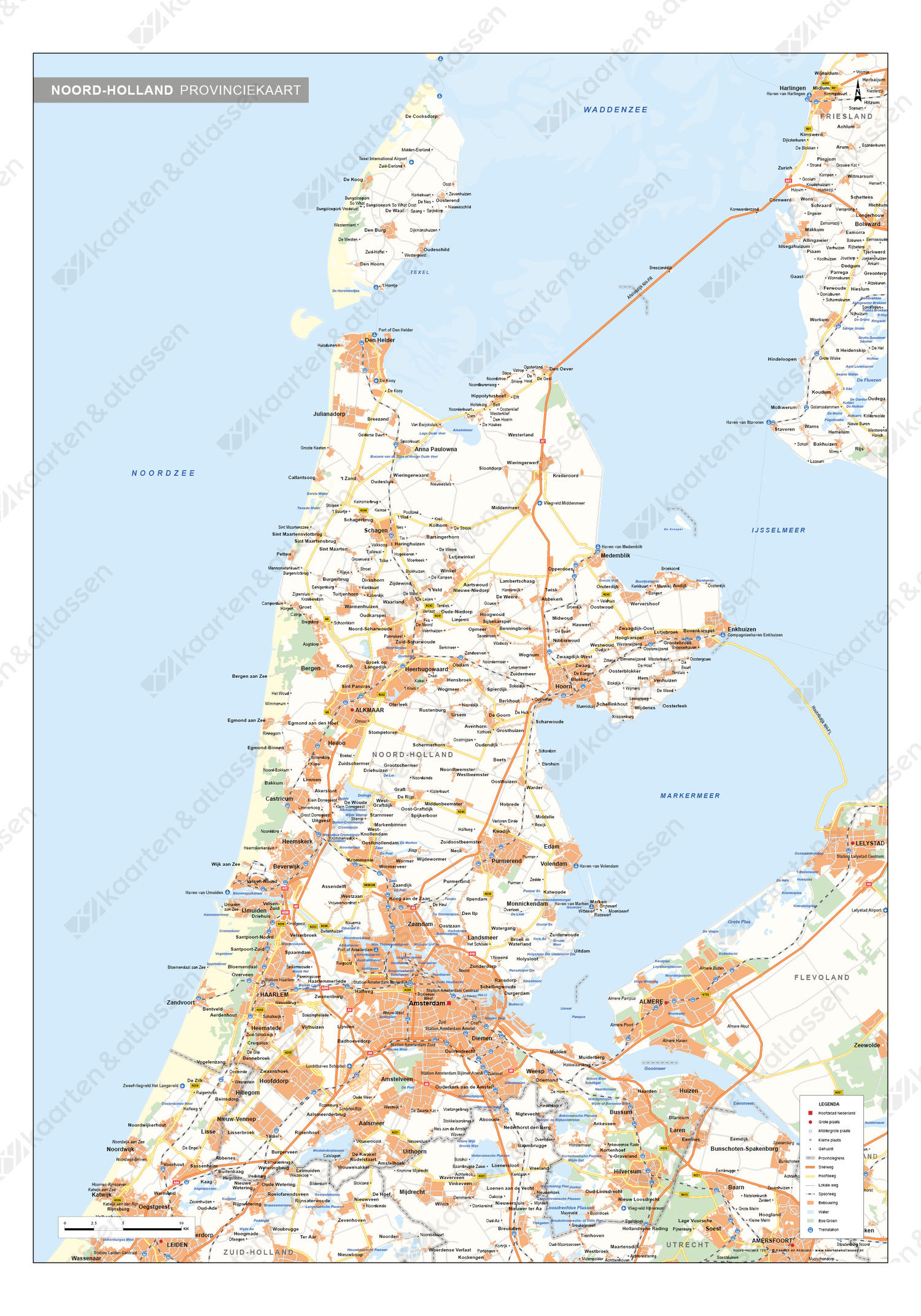 Noord-Holland Provinciekaart Staatkundig