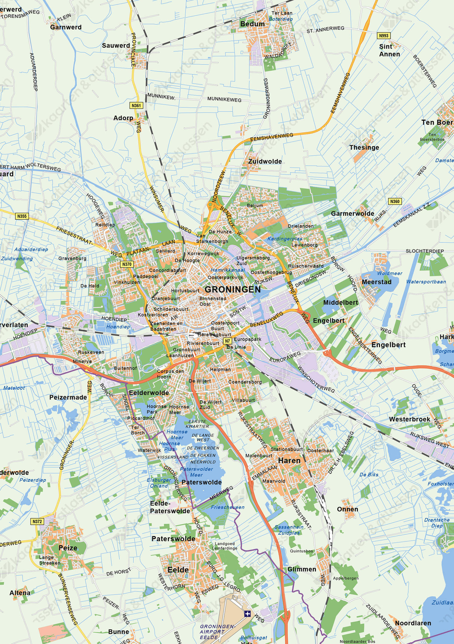 Kaart Friesland, Groningen & Drenthe 1489 Kaarten en Atlassen.nl