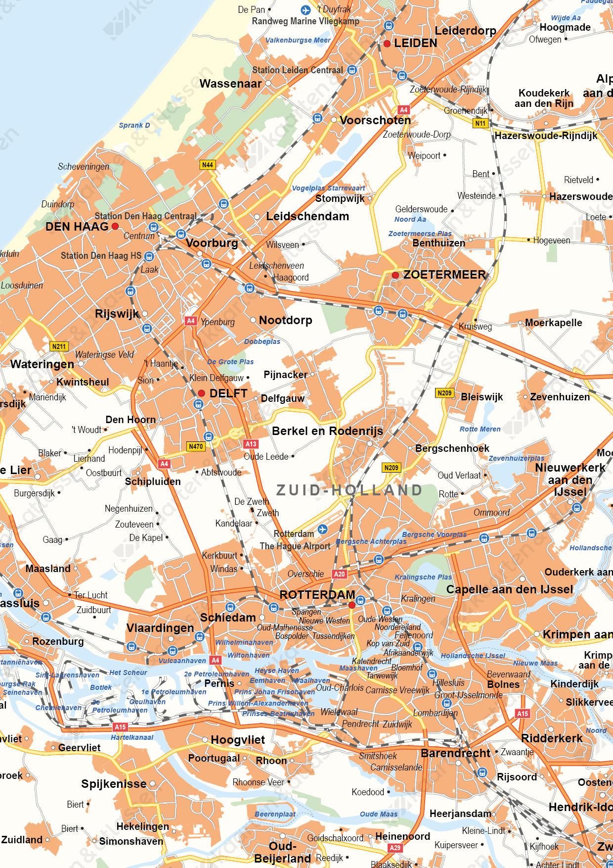 Zuid-Holland Provinciekaart Staatkundig