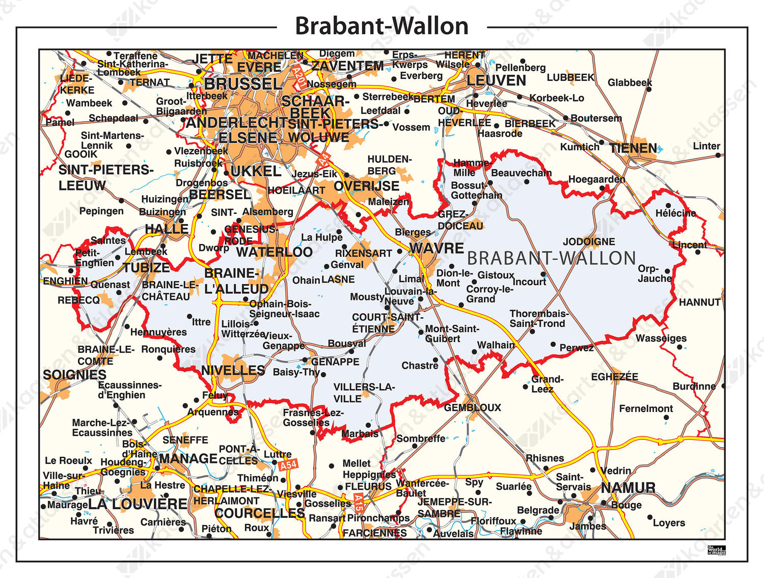 Digitale Provinciekaart Brabant Wallon Waals-Brabant Digitale Provinciekaart Brabant Wallon Waals-Brabant