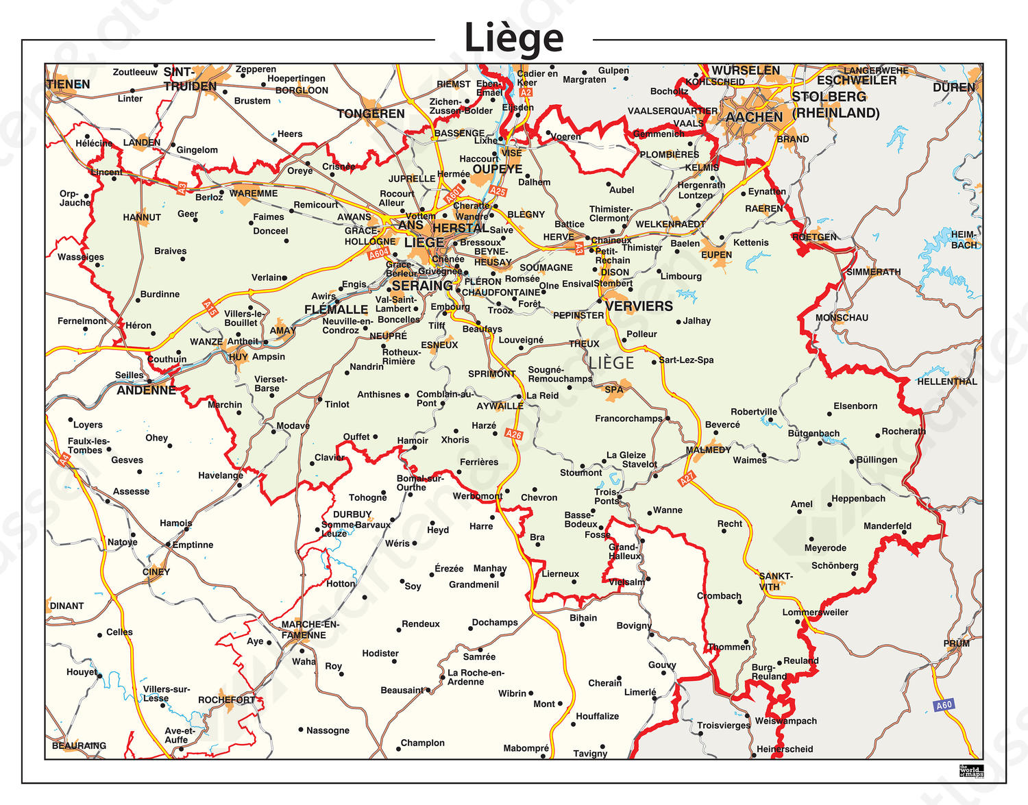 Digitale Provinciekaart Liège Luik