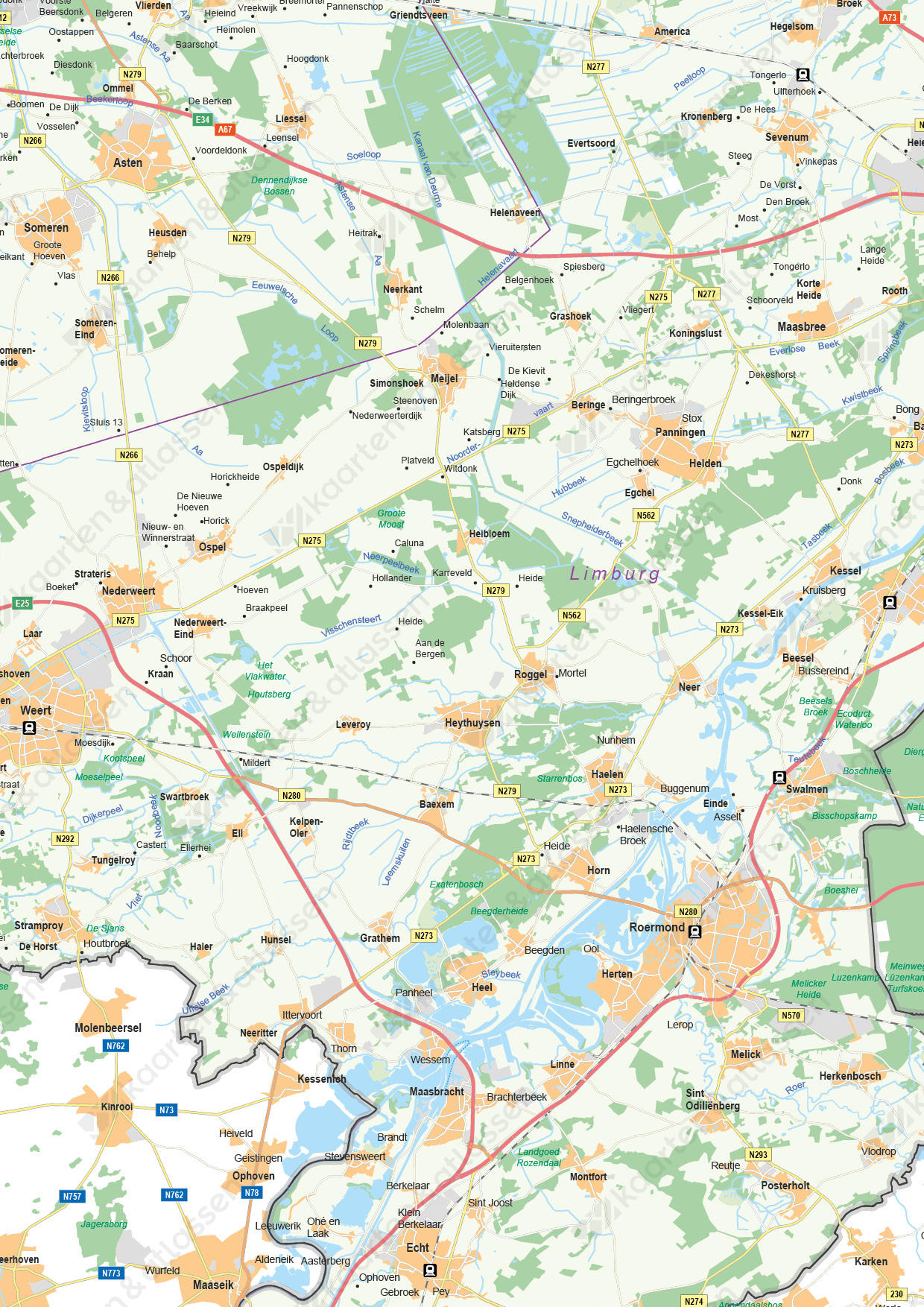 Digitale kaart Limburg