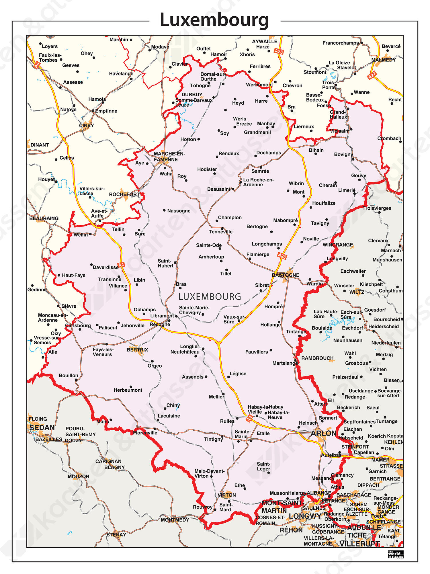 Digitale Provinciekaart Luxembourg Luxemburg