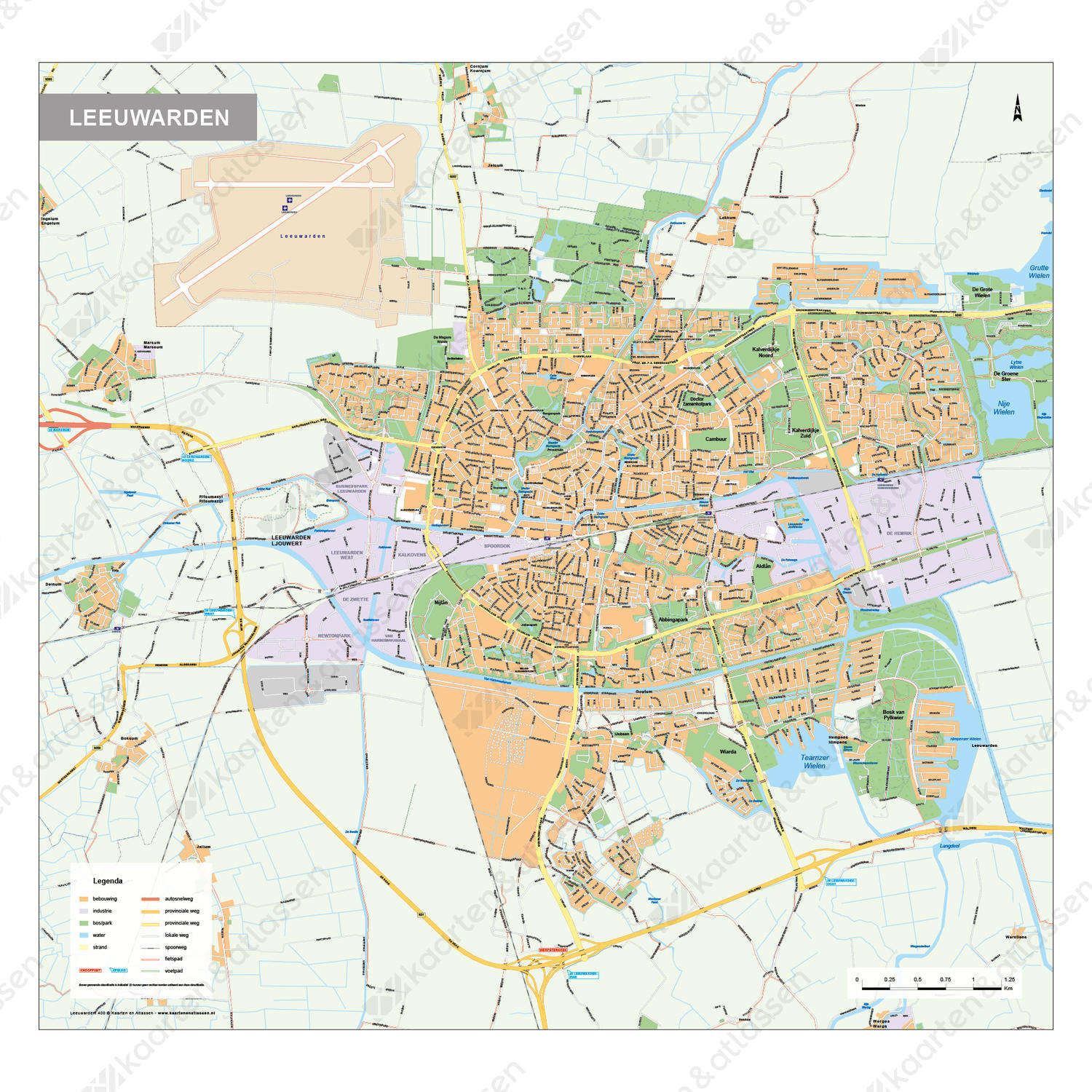 kaart leeuwarden Kaart Leeuwarden 400 | Kaarten en Atlassen.nl