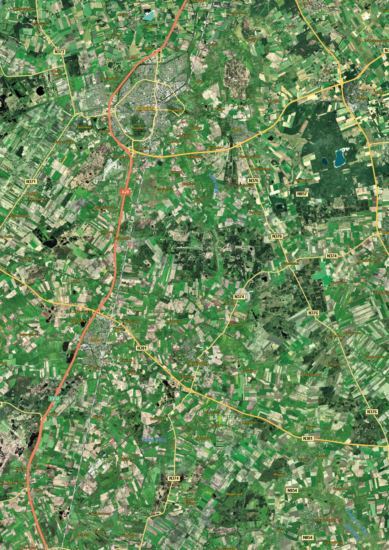 satellietbeeld Drenthe