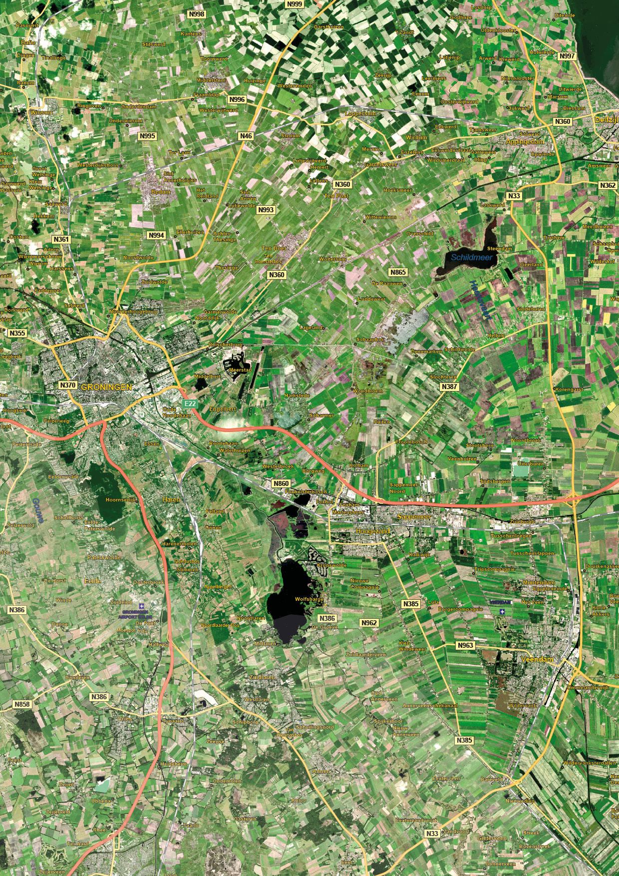 Groningen satellietbeeld