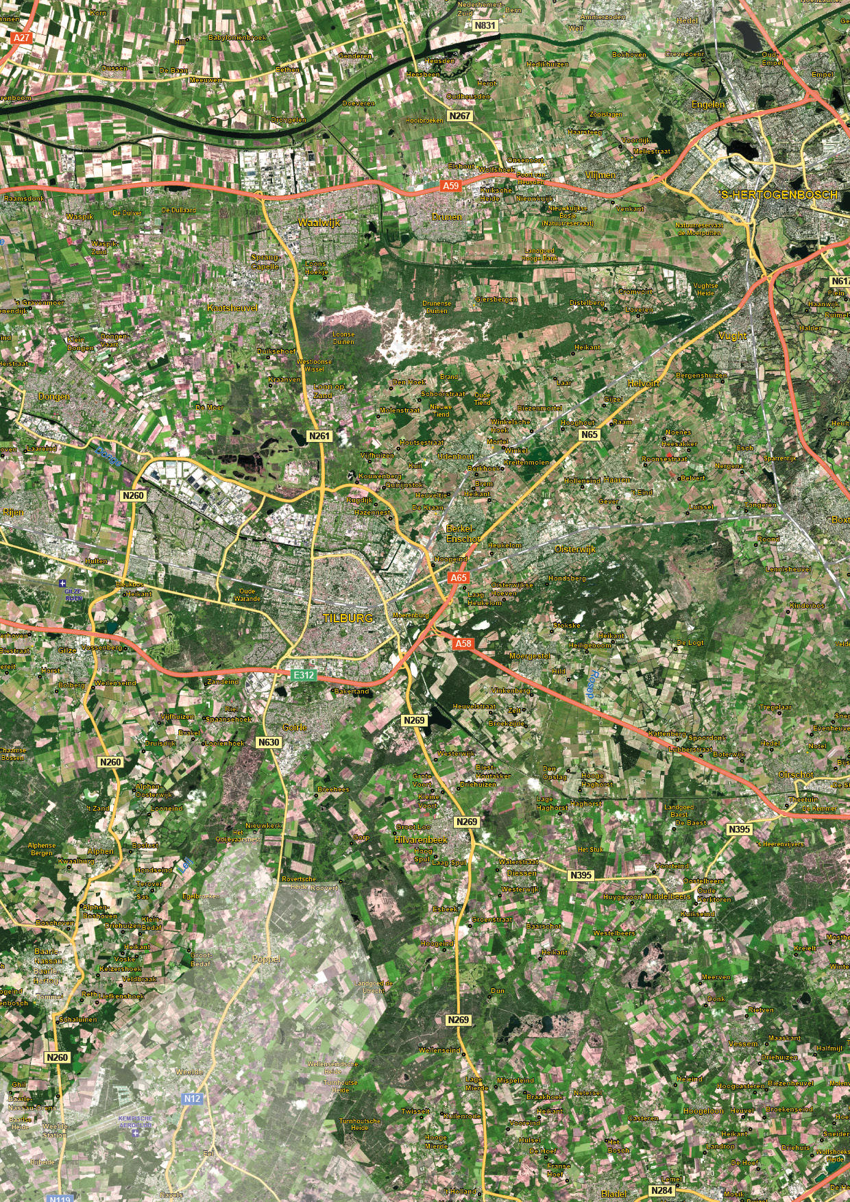 Satellietkaart Noord-Brabant