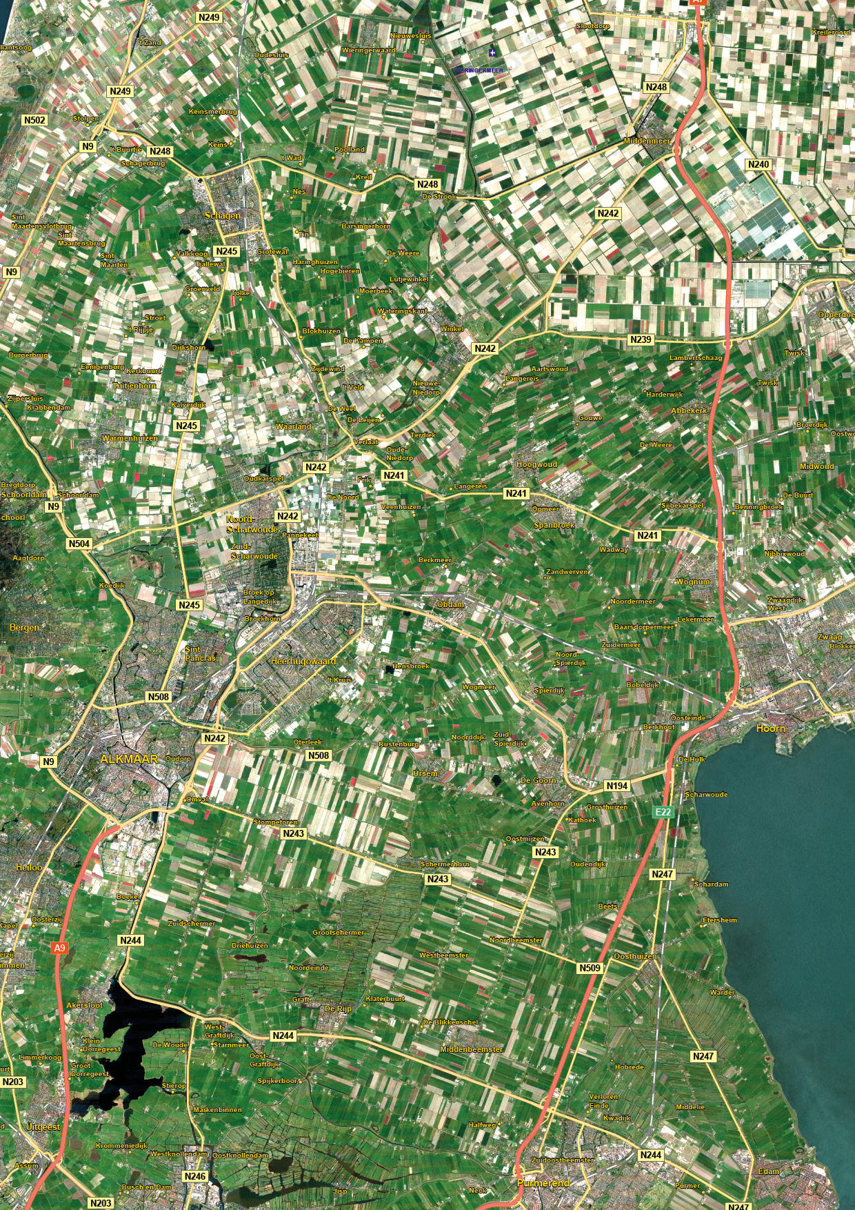 Noord-Holland Satellietkaart 