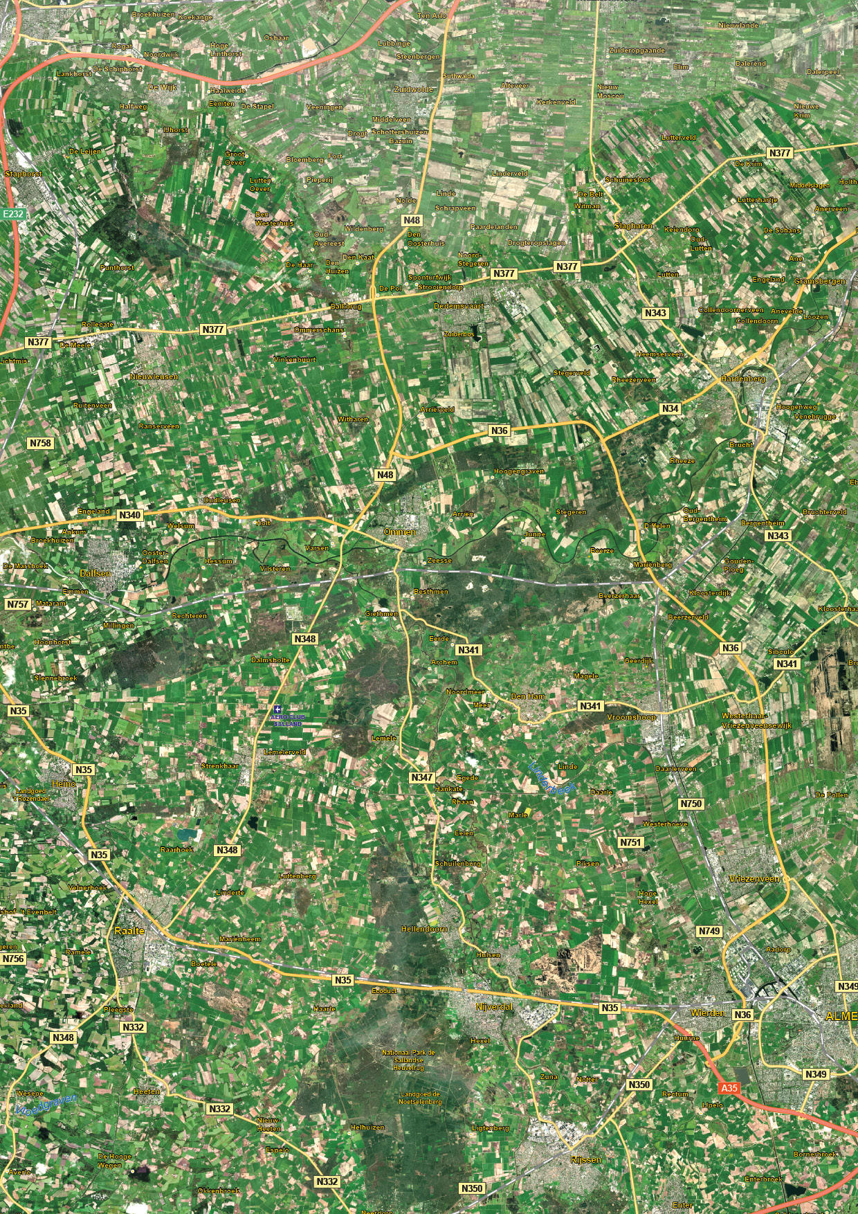 Overijssel Satellietkaart