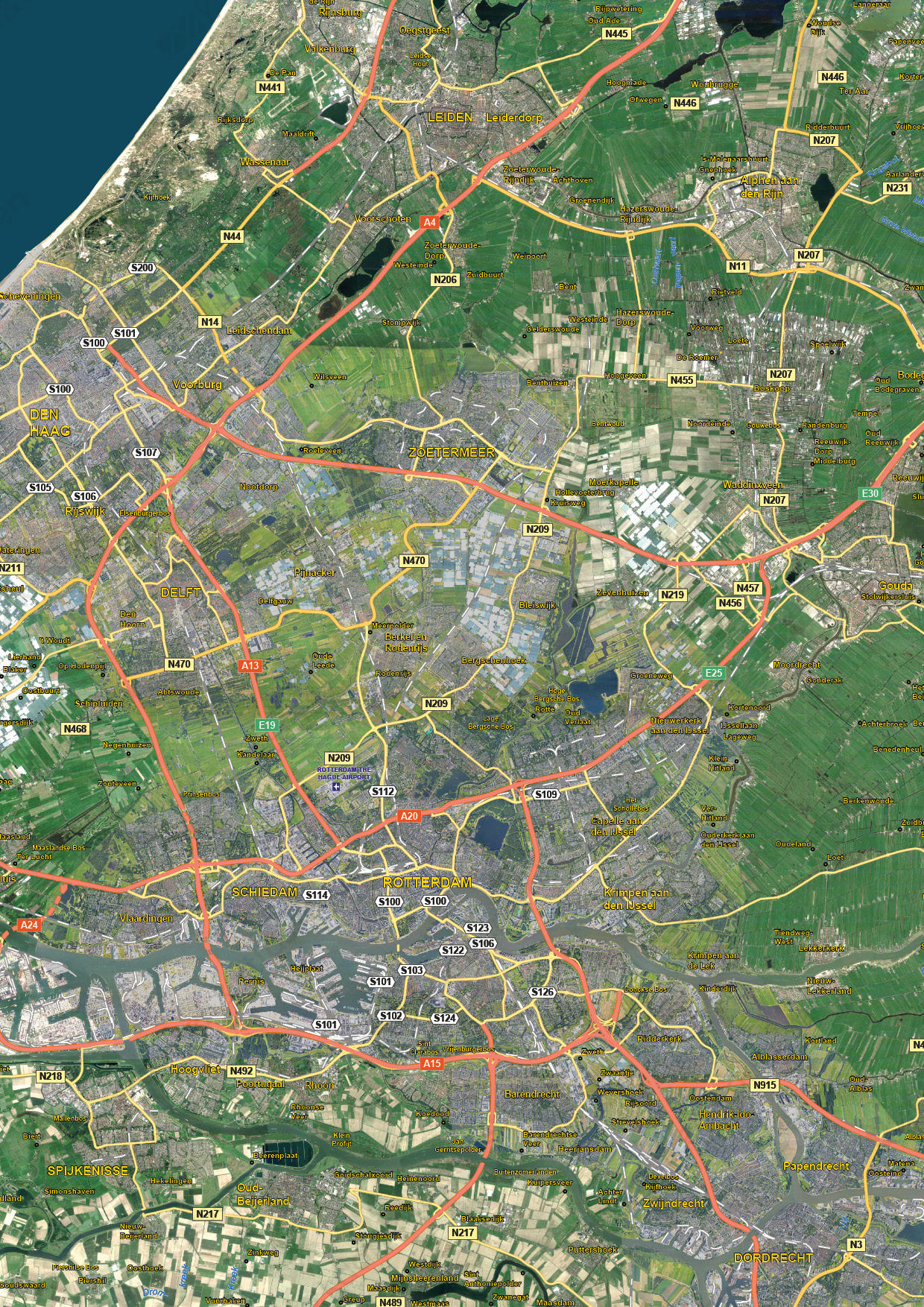 Satellietkaart Zuid-Holland