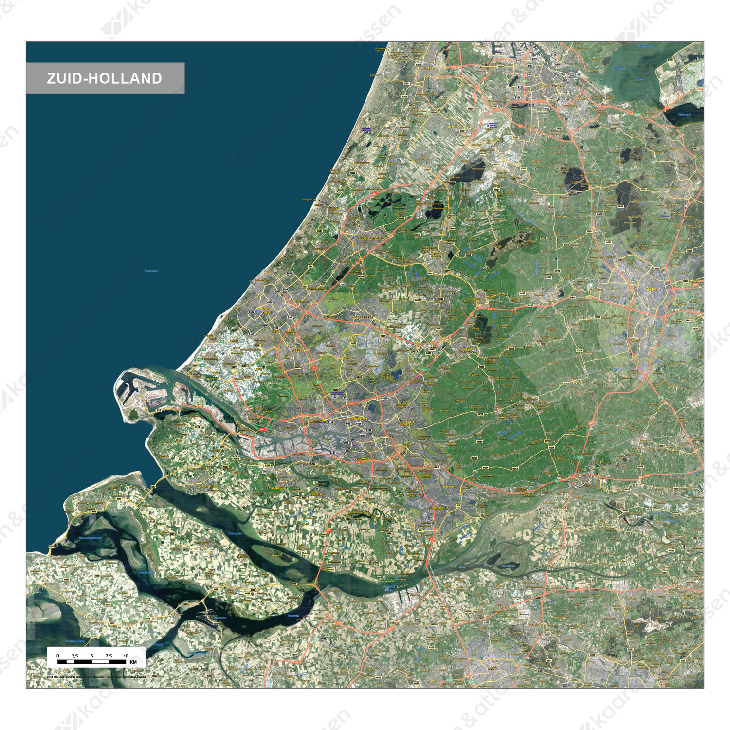 Satellietkaart Zuid-Holland