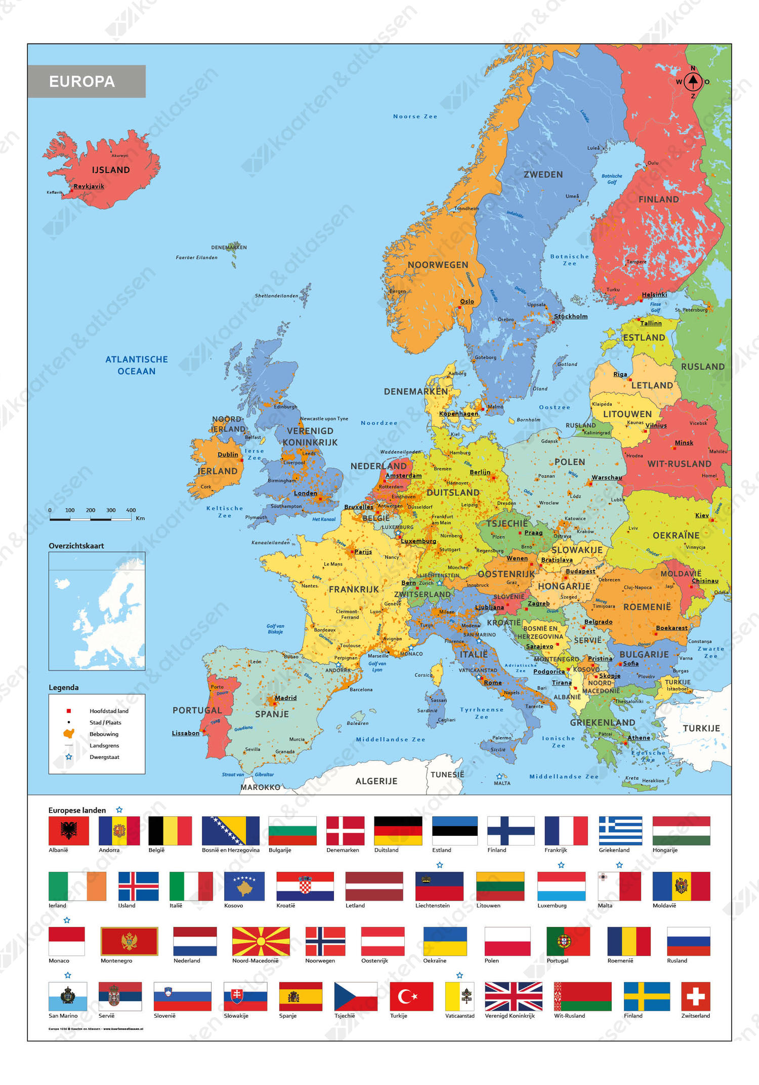 Schoolkaart Europa met vlaggen Schoolkaart Europa met vlaggen