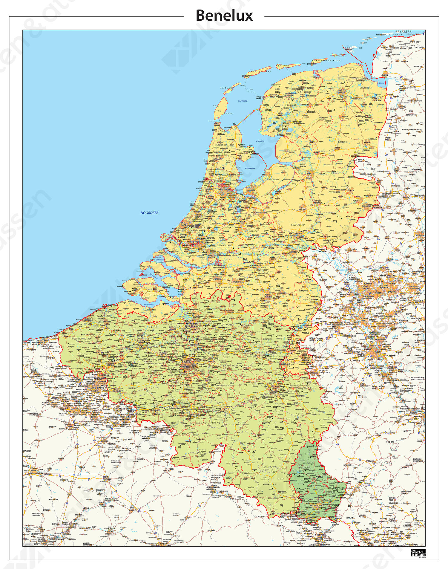 Digitale Beneluxkaart Gedetailleerd