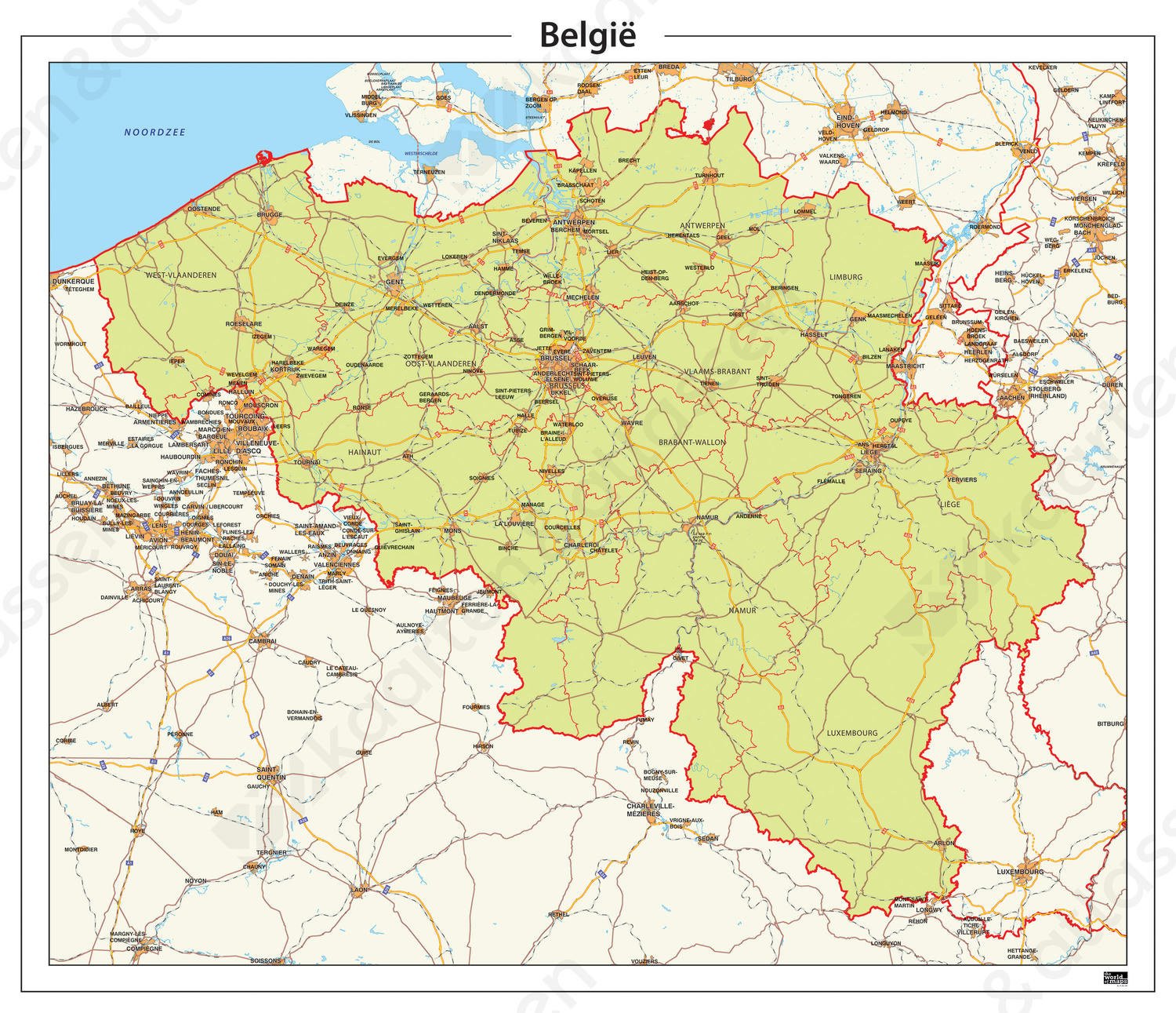 België kaart Staatkundig