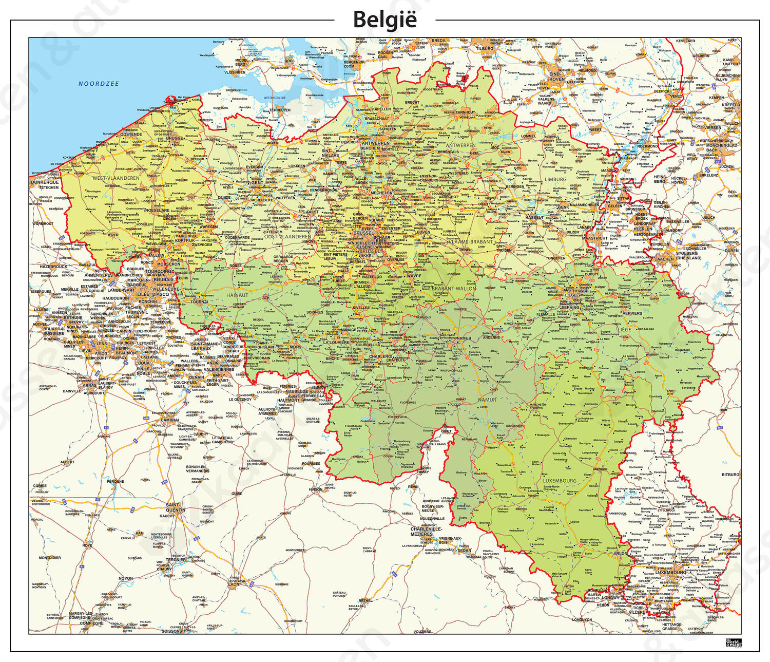 België Kaart Staatkundig Gedetailleerd 345 | Kaarten En Atlassen.Nl