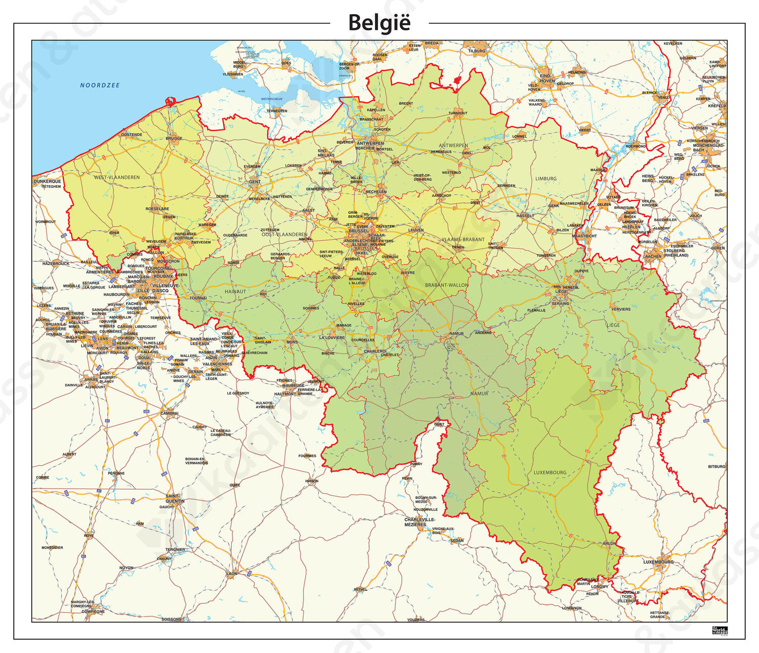 Digitale België kaart Staatkundig