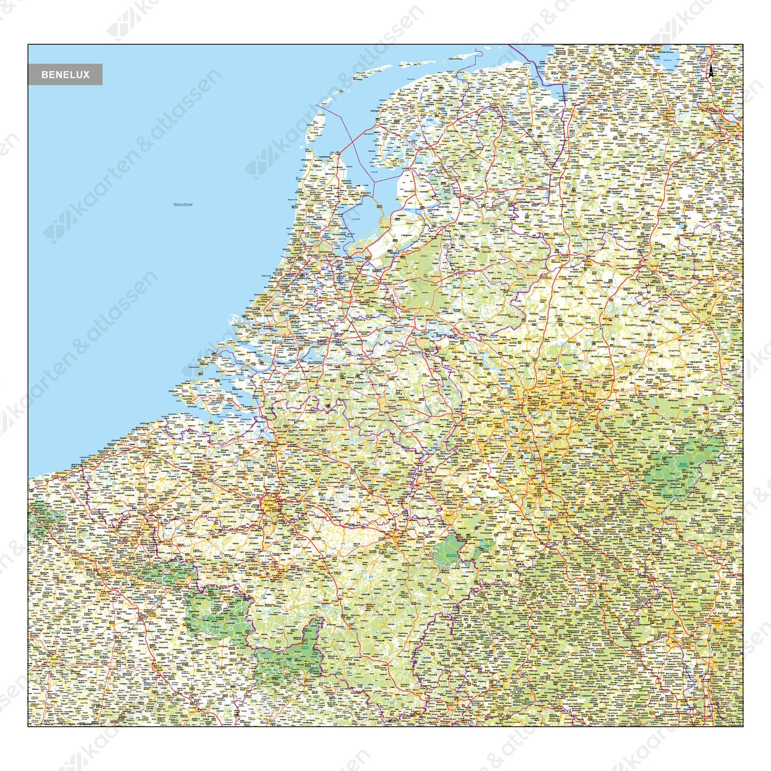 Digitale Benelux Kaart Gedetailleerd