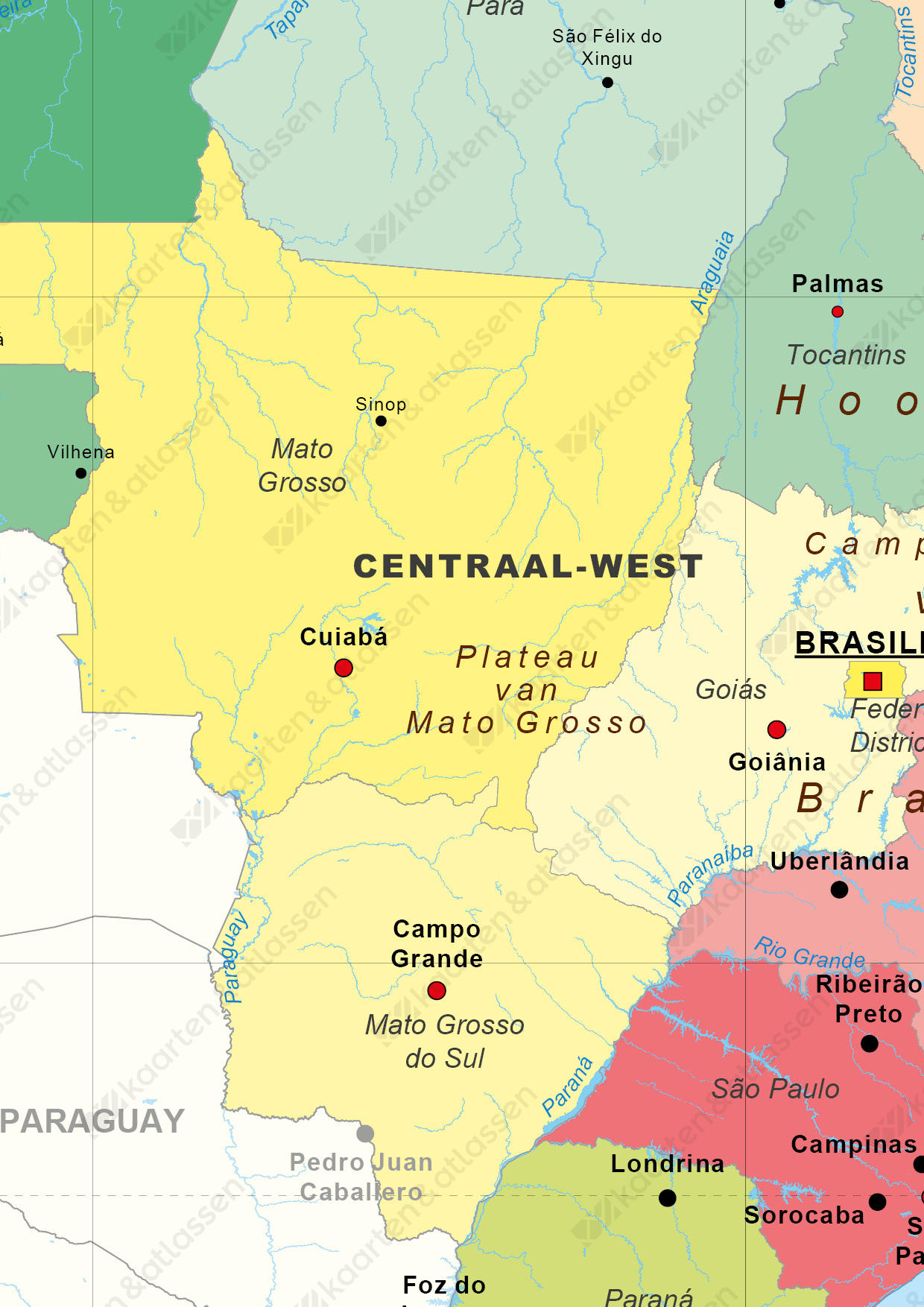 Digitale Staatkundige kaart Brazilië