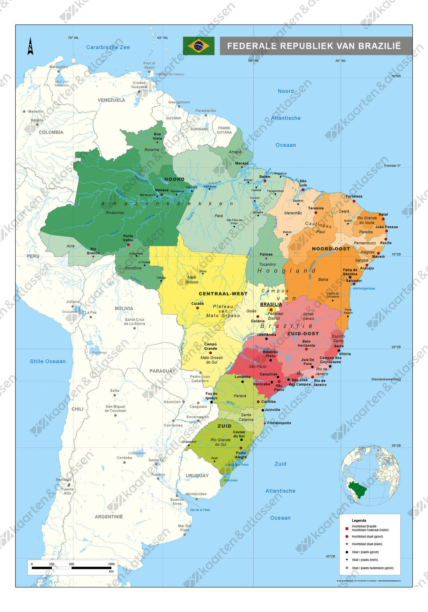 kaart Brazilië staatkundig digitaal kaart Brazilië staatkundig digitaal