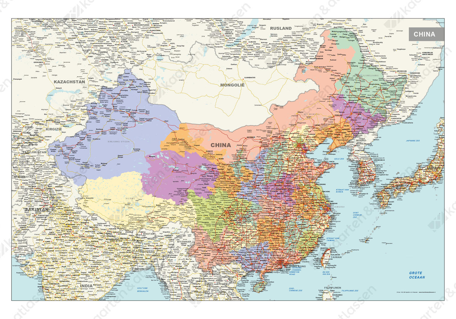 Staatkundige kaart van China Staatkundige kaart van China