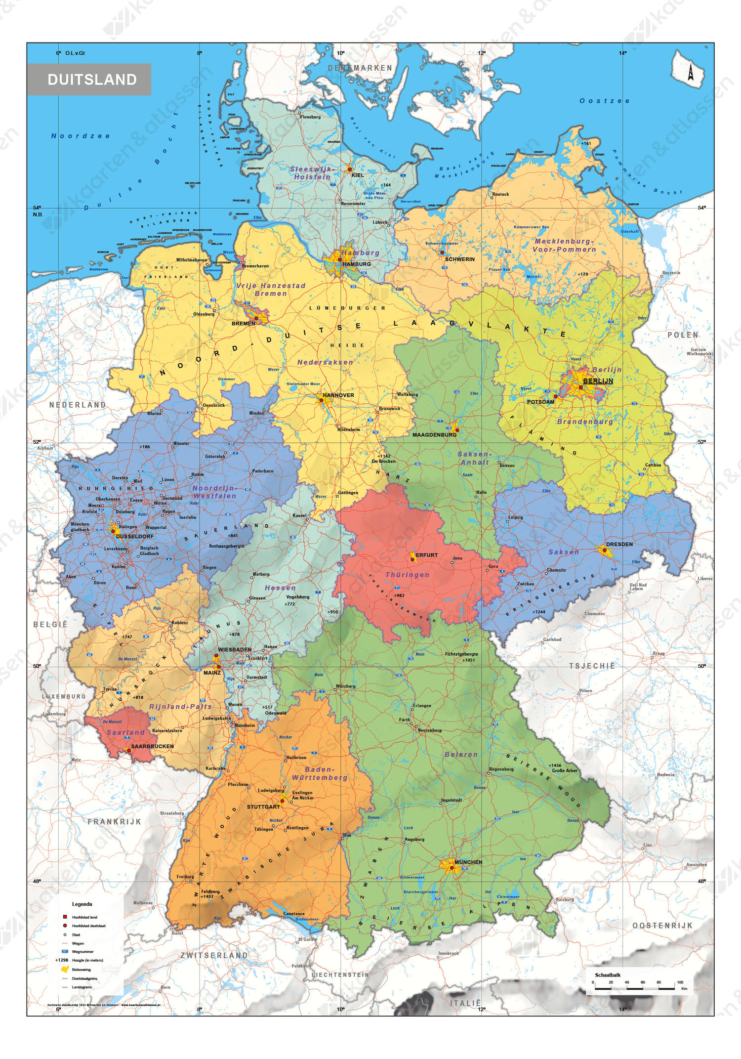 Duitsland Schoolkaart Staatkundig