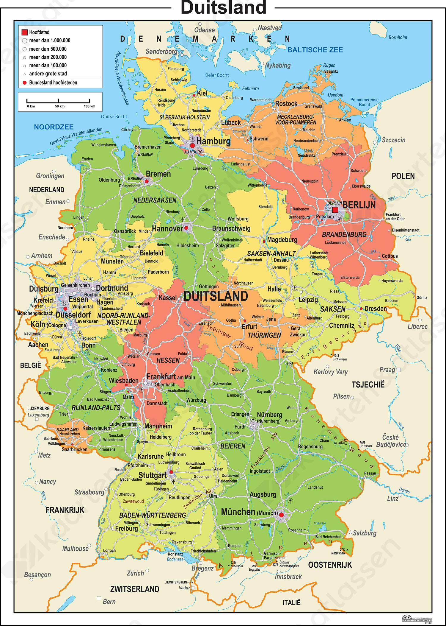 Duitsland Kaart Staatkundig 