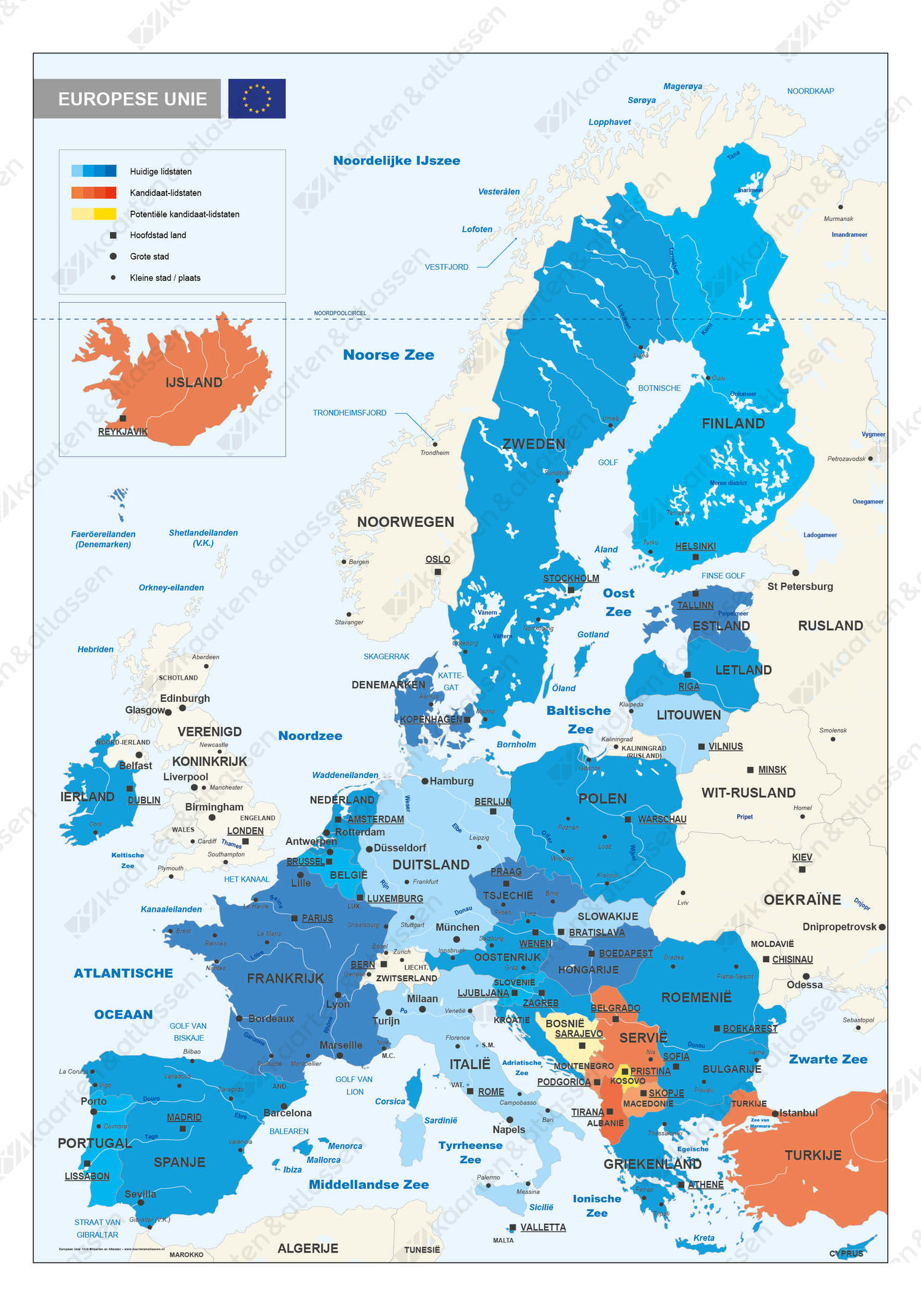 Kaart Europese Unie 1324 | Kaarten en Atlassen.nl Kaart Europese Unie 1324 | Kaarten en Atlassen.nl