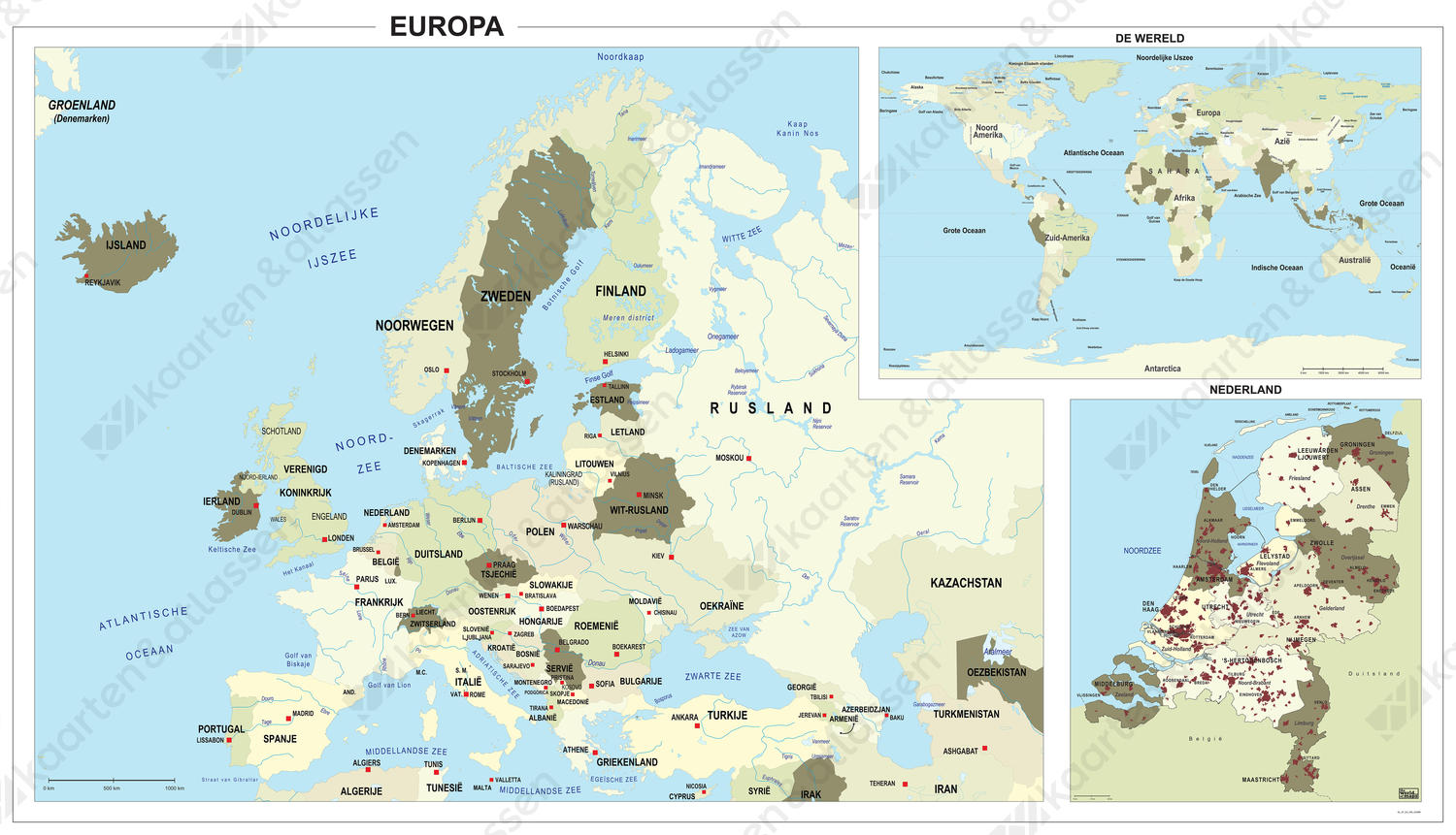 Digitale Schoolkaart Europa/Wereld/Nederland