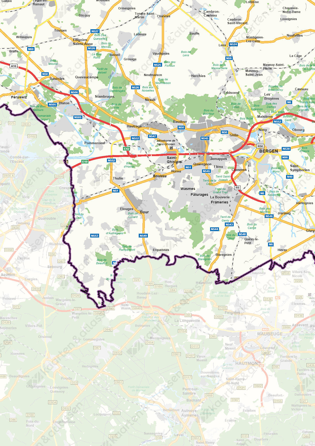 Digitale Provinciekaart Hainaut Henegouwen