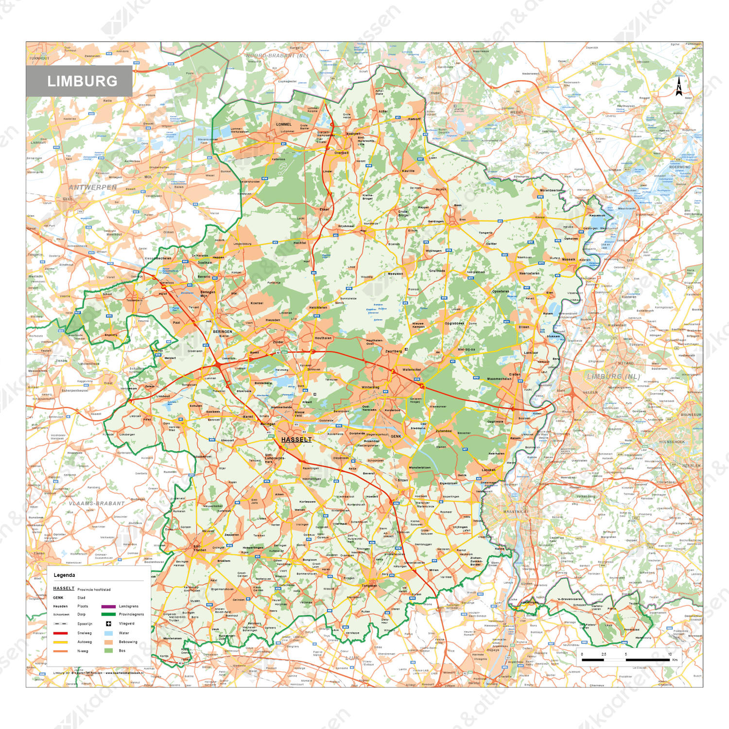 Digitale Natuurkundige kaart Limburg