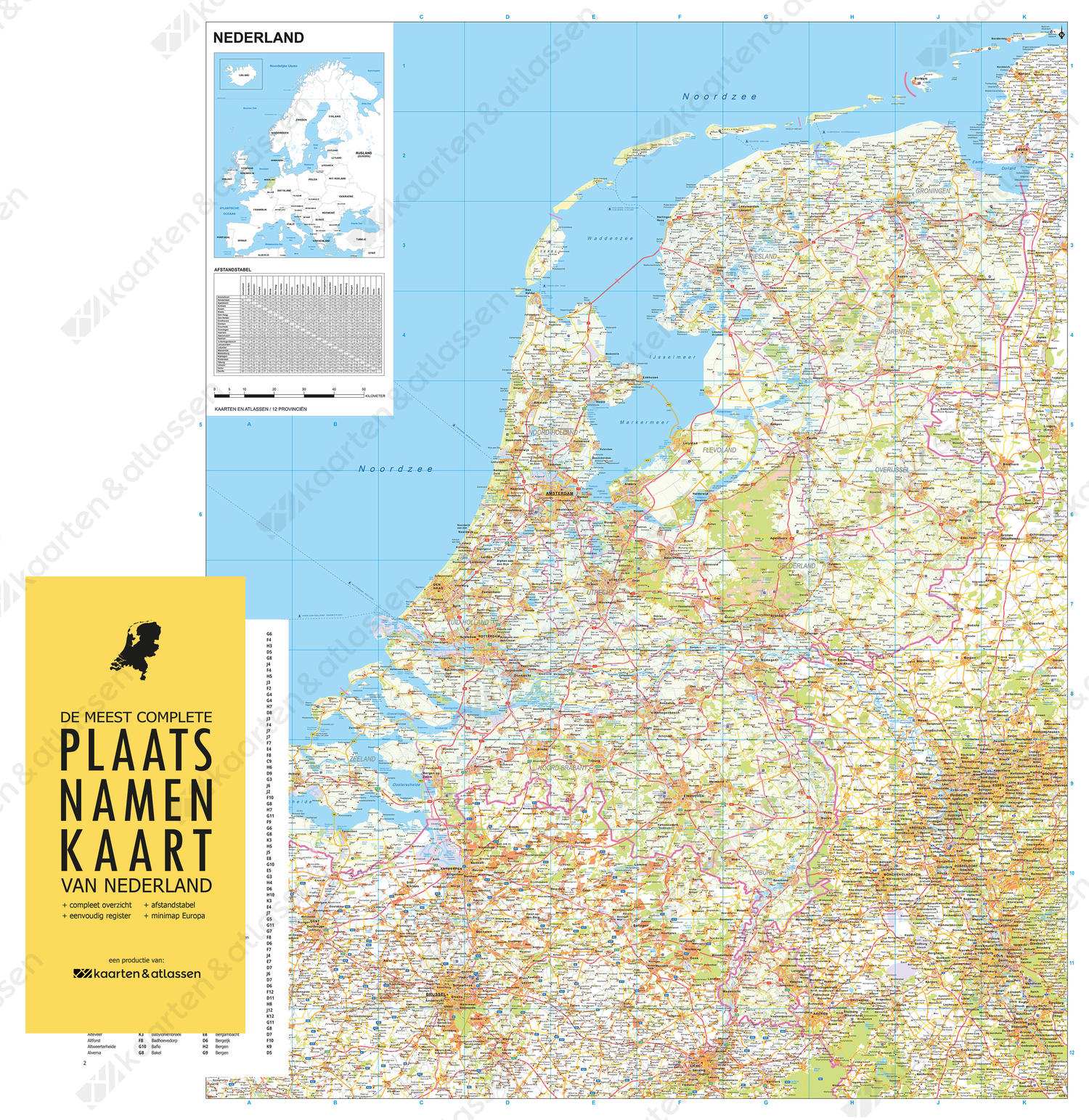 Digitale strakke (wegen)kaart Nederland