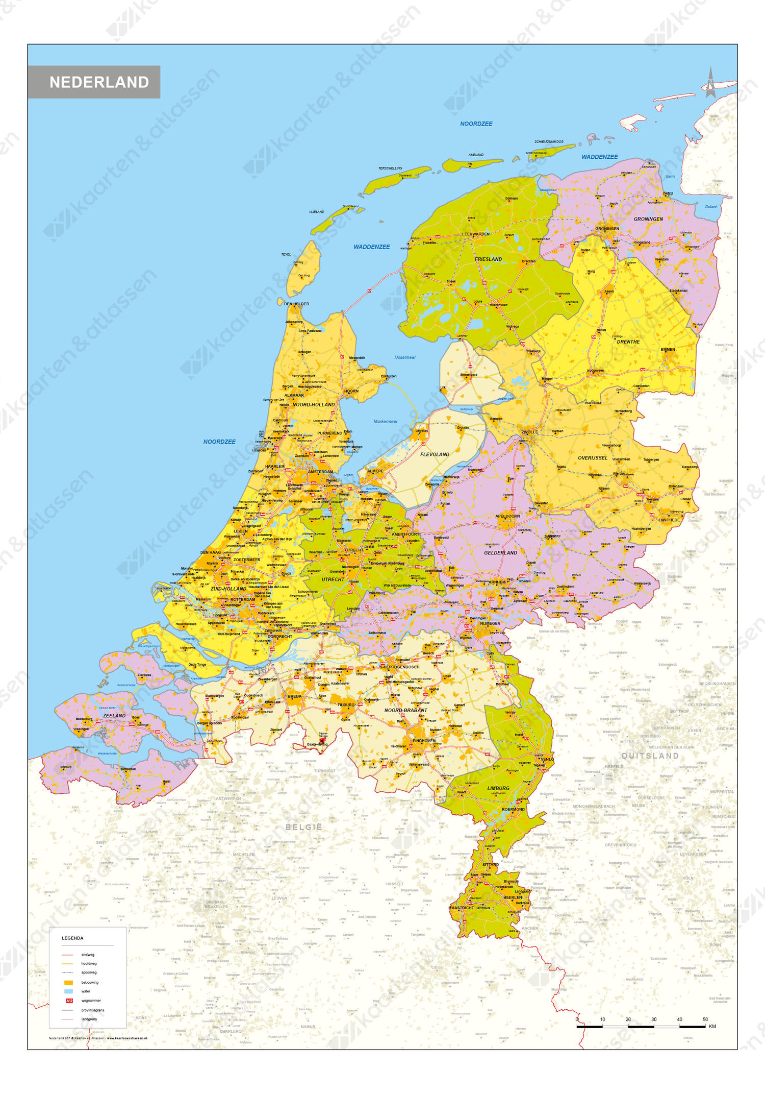 Gedetailleerde kaart van Nederland