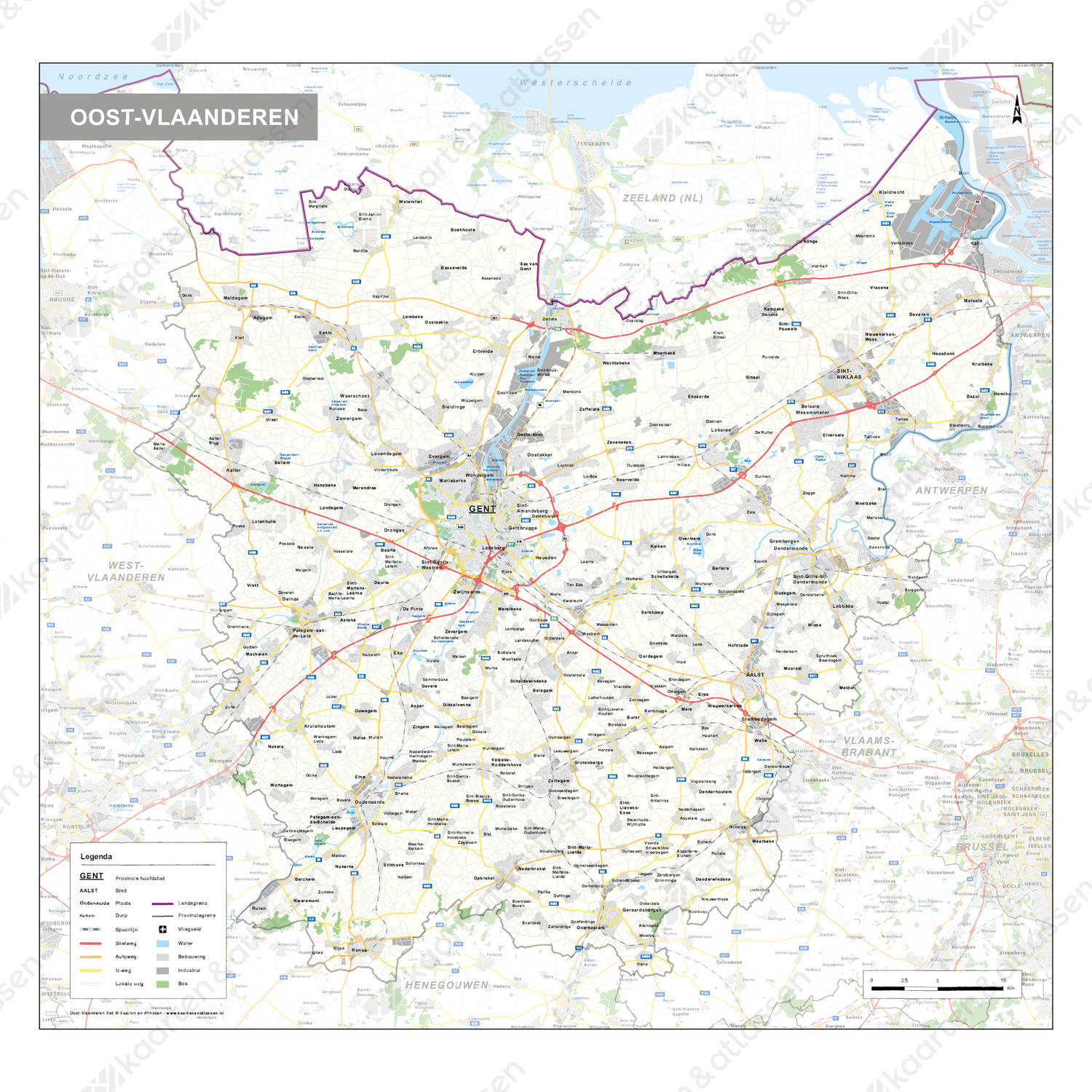 Oost-Vlaanderen Provinciekaart