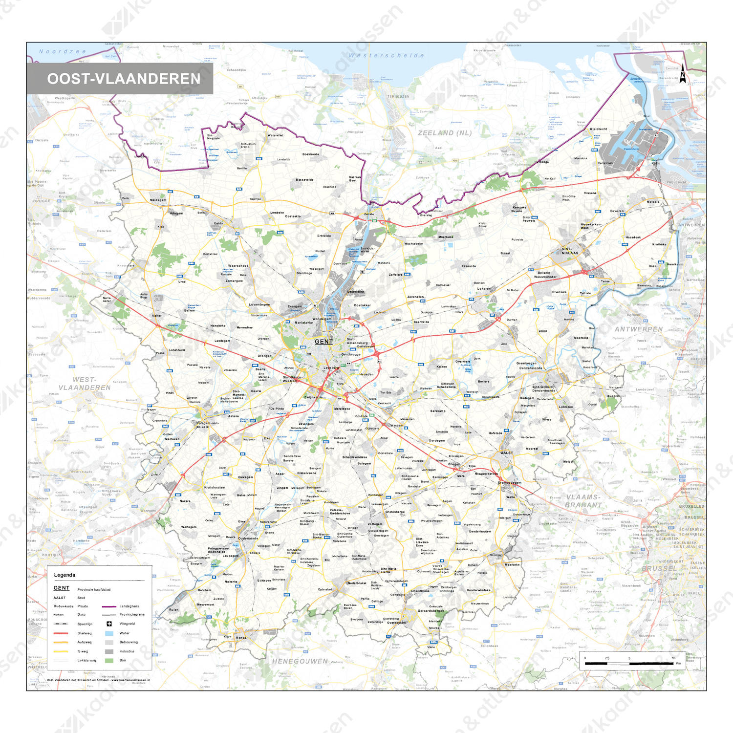 Oost-Vlaanderen Provinciekaart Oost-Vlaanderen Provinciekaart