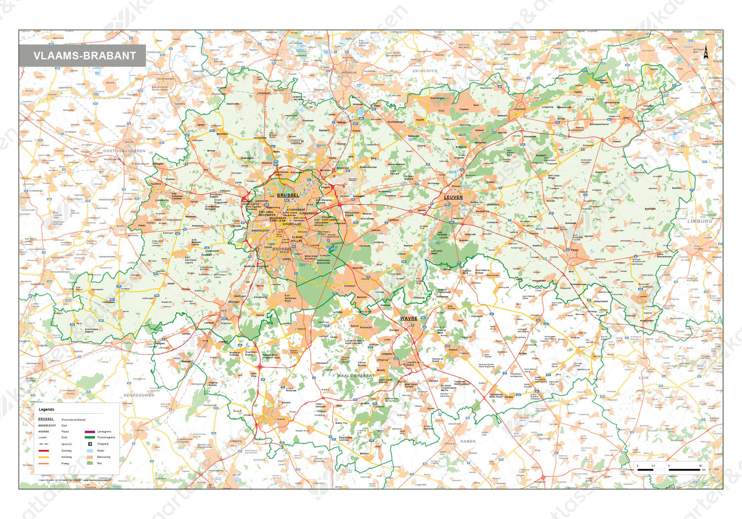 Natuurkundige kaart Vlaams-Brabant